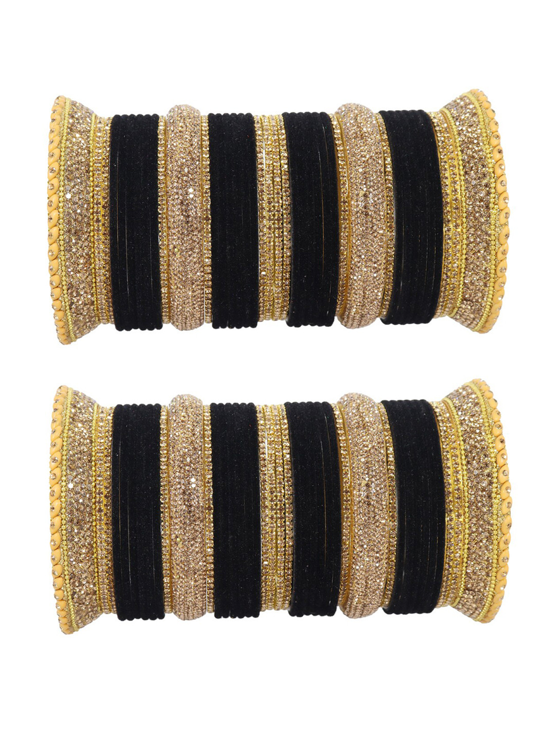 

LAVAZZA Set Of 80 Crystal-studded Chuda Bangles, Black