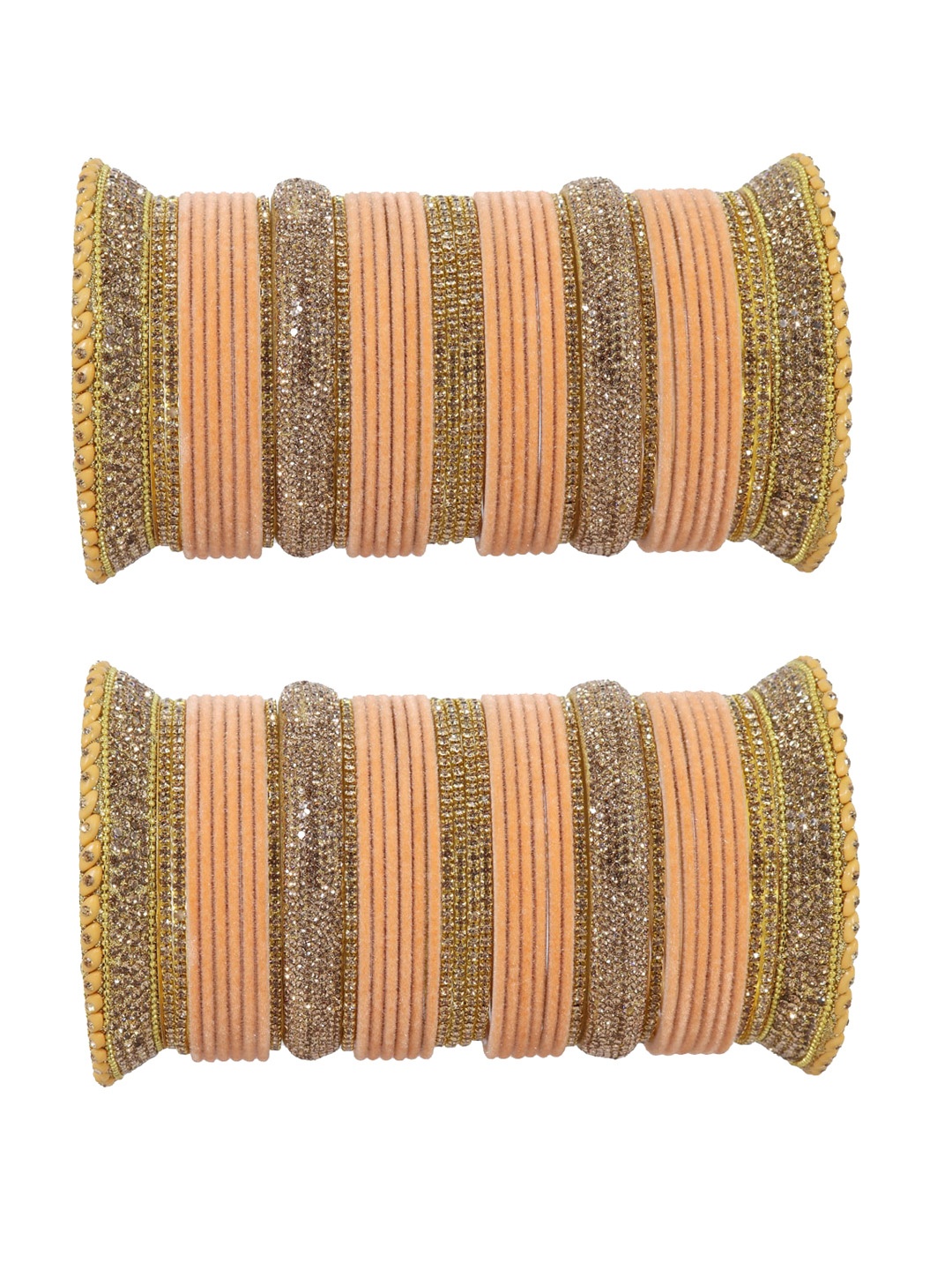 

LAVAZZA Set Of 80 Crystal-studded Chuda Bangles, Peach