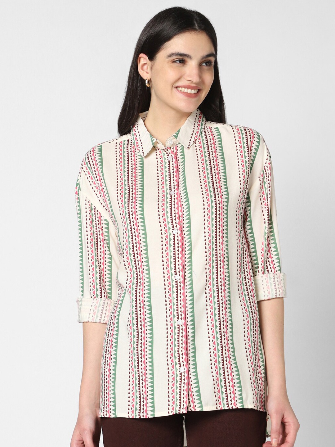 

VASTRADO Printed Oversized Shirt, Off white