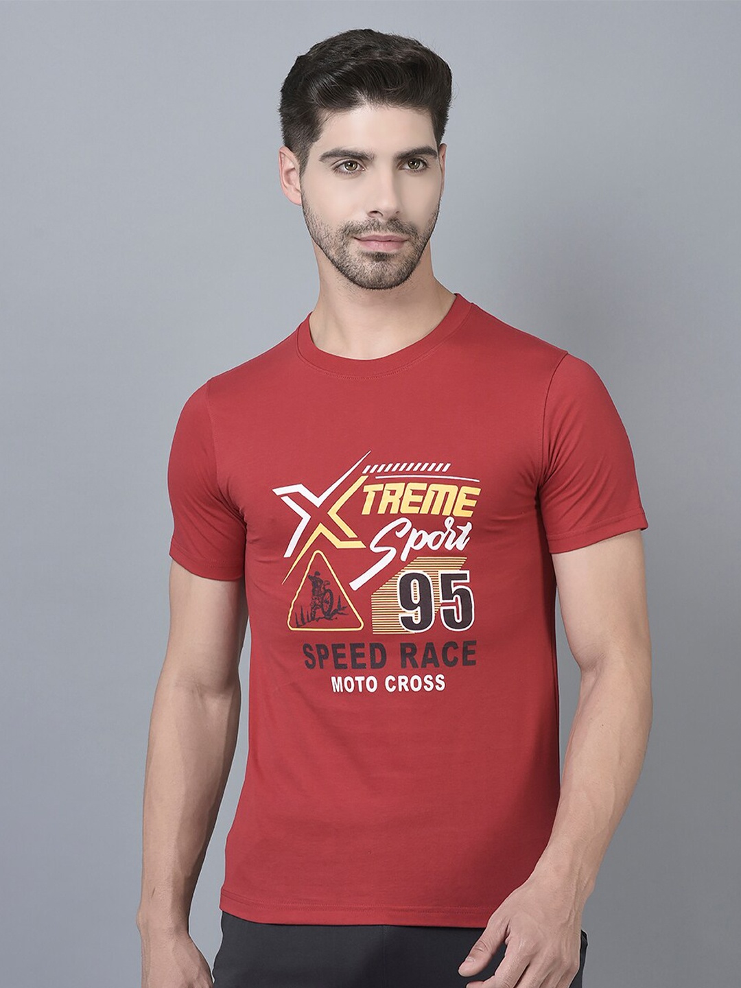

Dollar Typography Printed Cotton T-shirt, Red