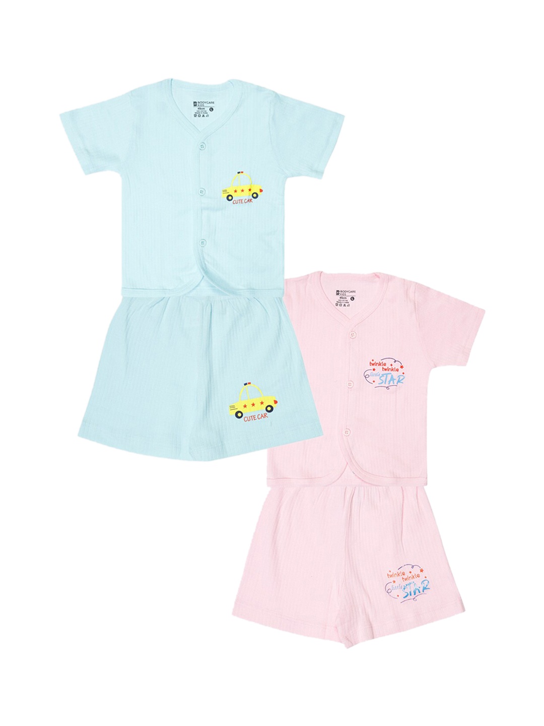 

Bodycare Kids Infants Pack Of 2 Graphic Printed Shirt with Shorts, Blue