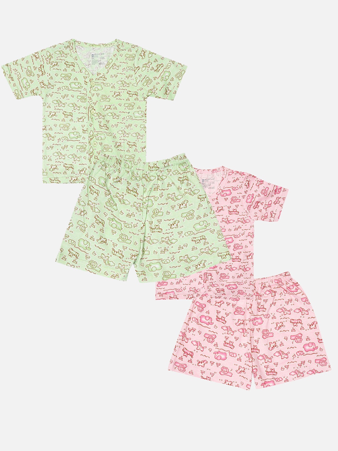 

Bodycare Kids Infants Pack Of 2 Conversational Printed Shirt with Shorts, Green
