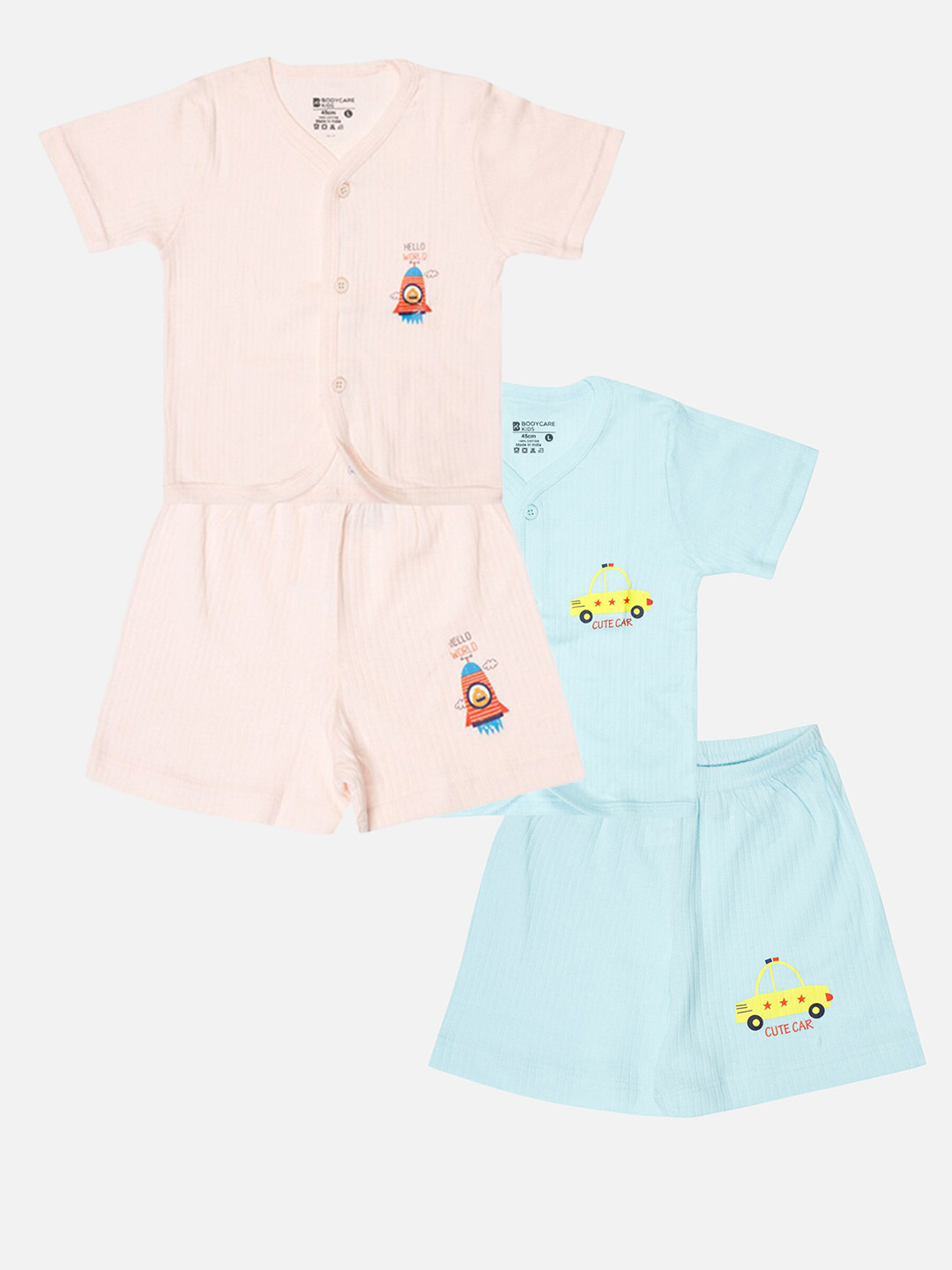 

Bodycare Kids Infants Pack Of 2 Graphic Printed Shirt with Shorts, Blue