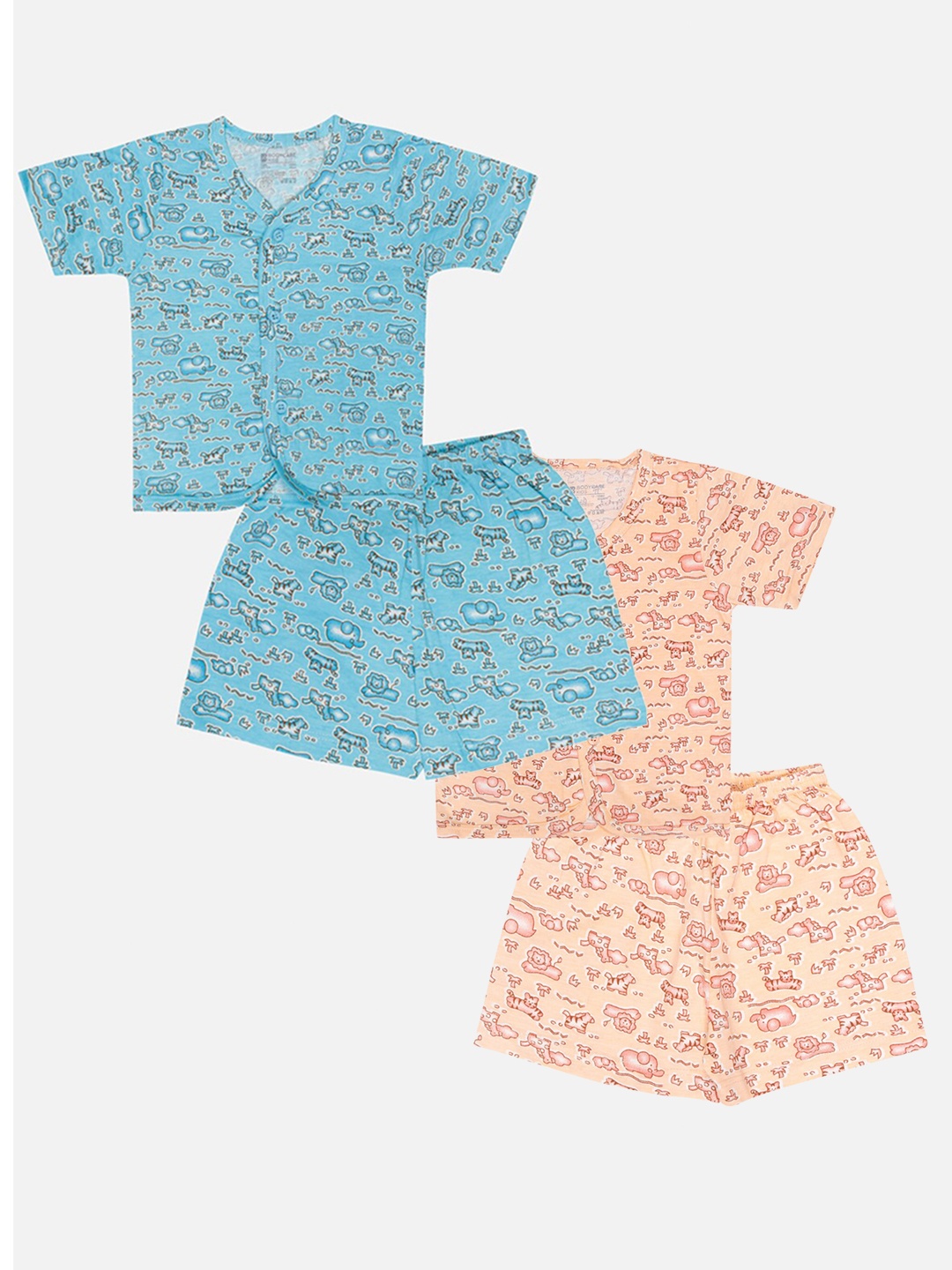 

Bodycare Kids Infants Pack Of 2 Graphic Printed Shirt with Shorts, Blue