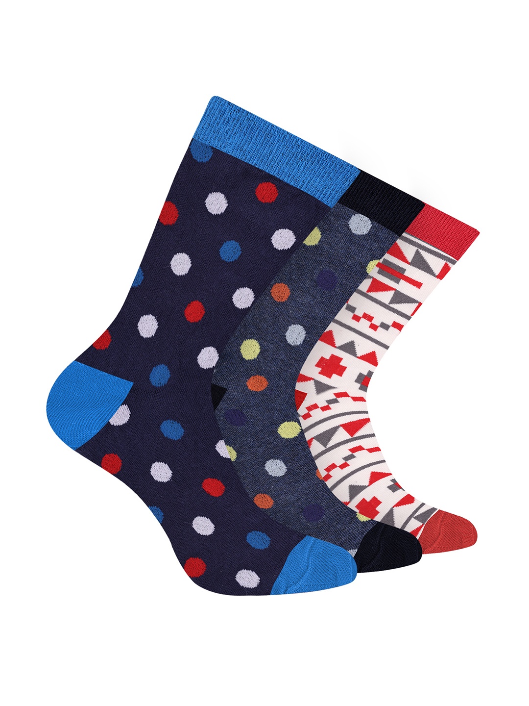 

FOOTPRINT Men 3 Pairs Printed Anti Odour Organic Cotton Calf-Length Bamboo Formal Socks, White