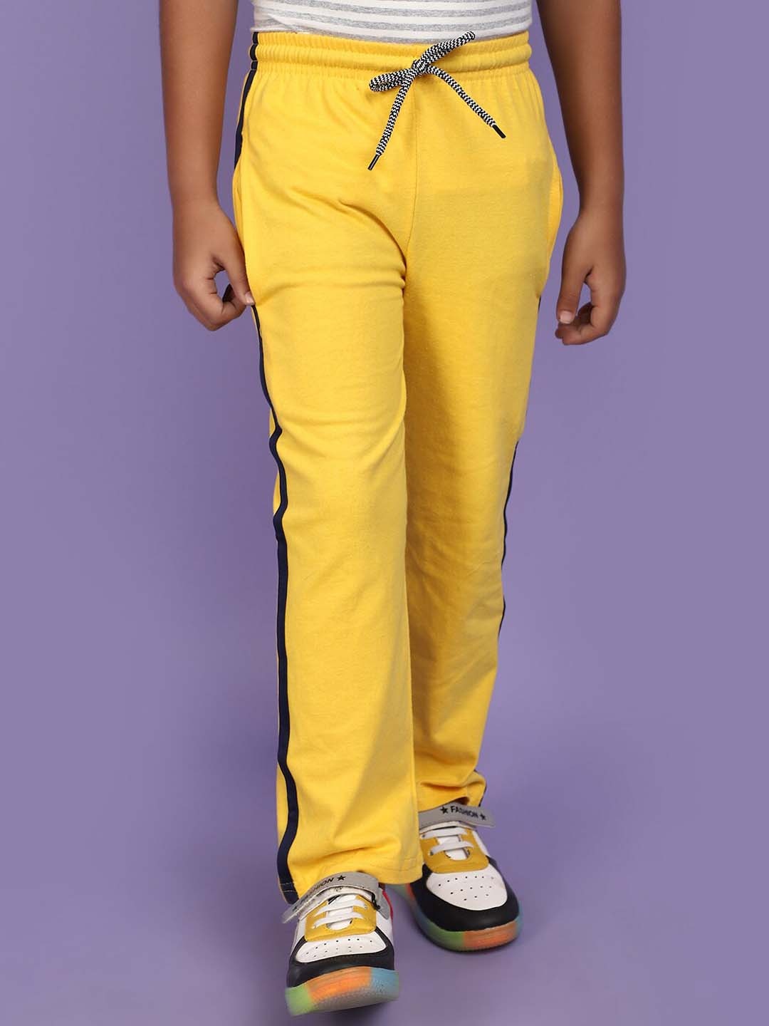 

V-Mart Boys Cotton Mid-Rise Track Pants, Yellow