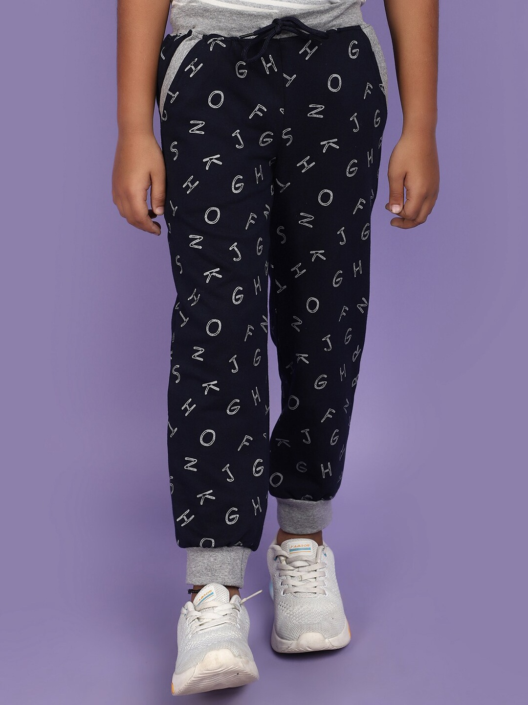 

V-Mart Boys Typography Printed Cotton Track Pants, Blue