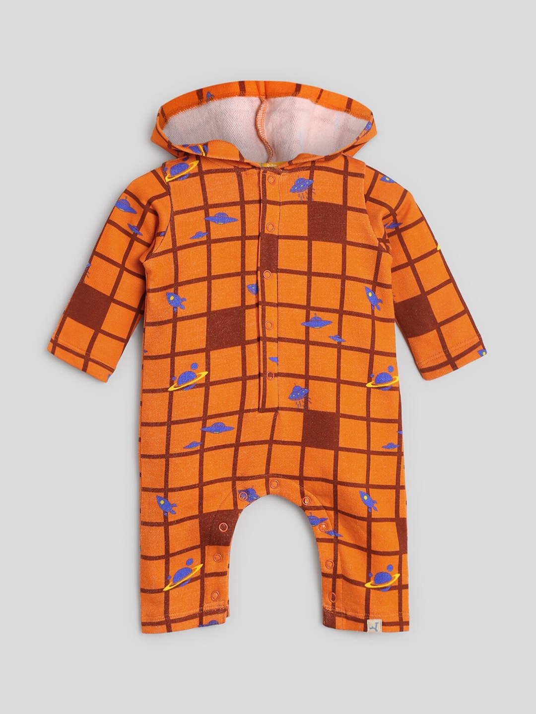 

Somersault Infants Checked Cotton Rompers, Orange