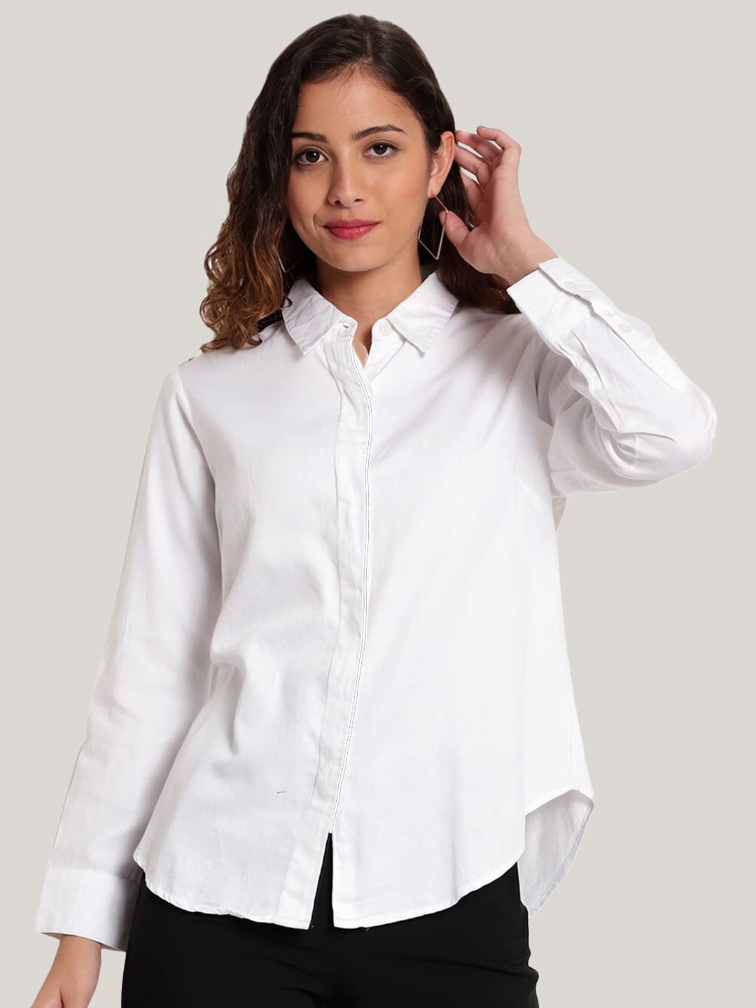 

Indietoga Classic Slim Fit Spread Collar Cotton Formal Shirt, White