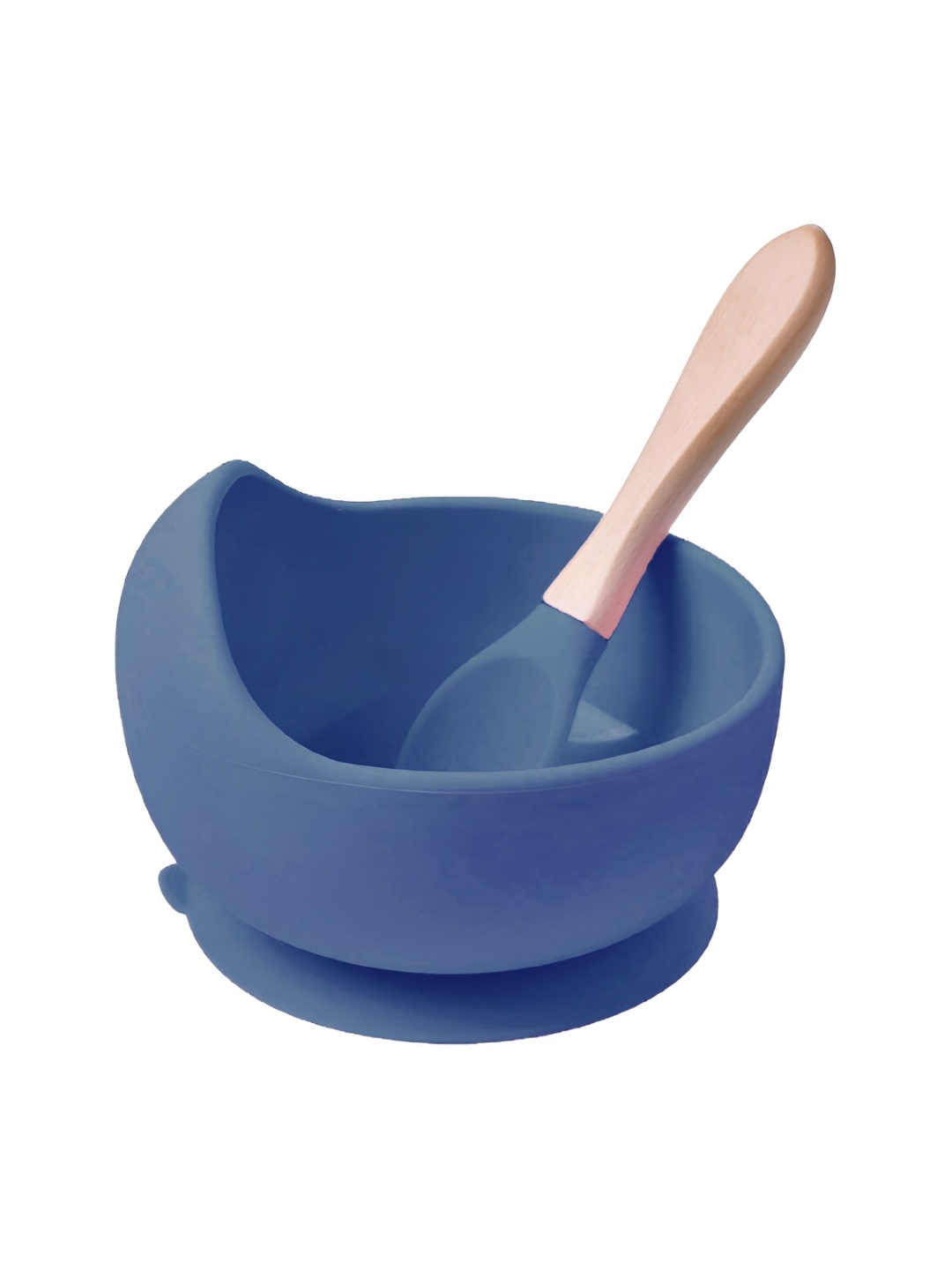 

UniKart Silicone Baby Bowl with Wooden Spoon, Blue