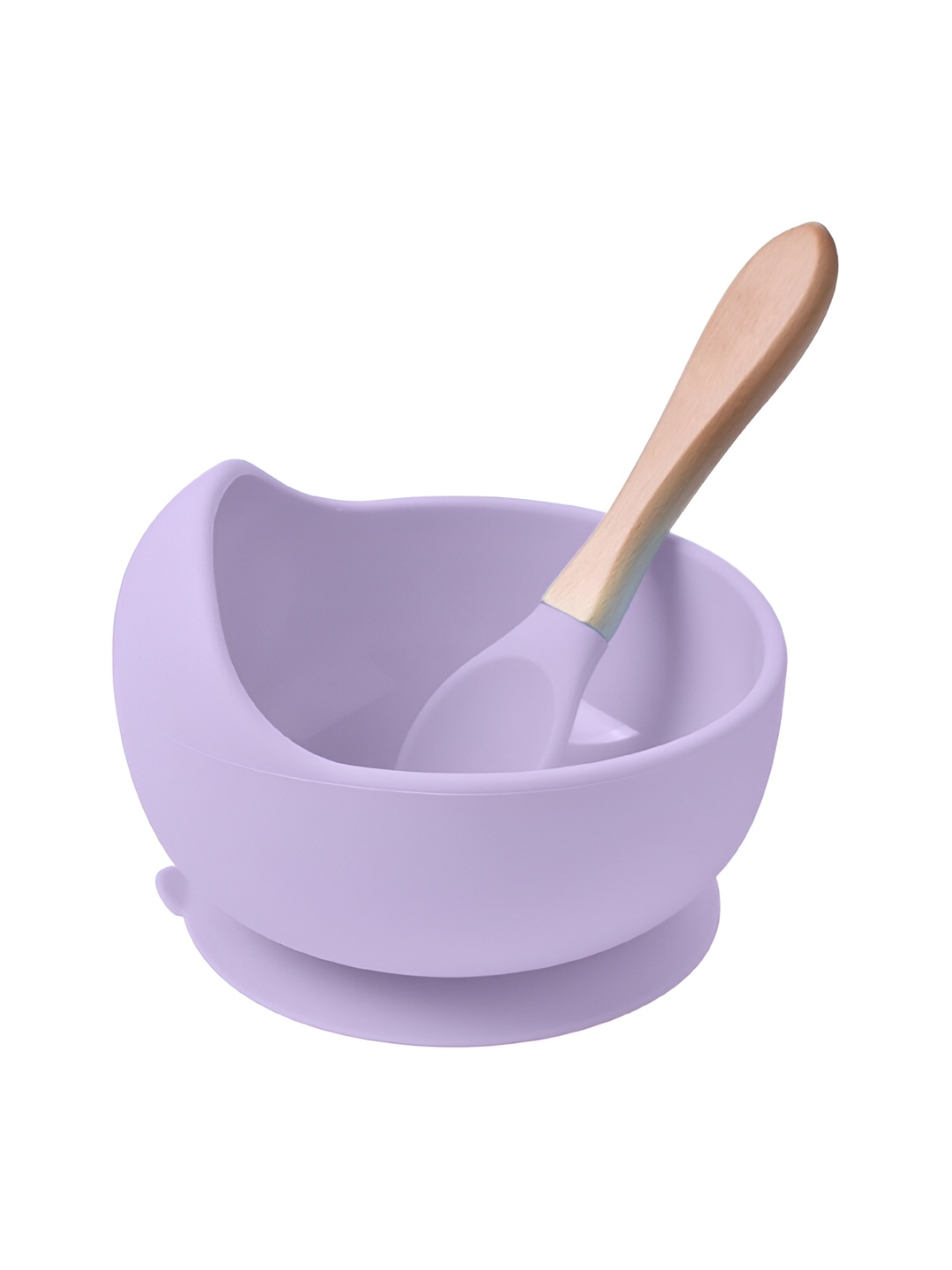 

UniKart Silicone Baby Bowl with Wooden Spoon, Lavender