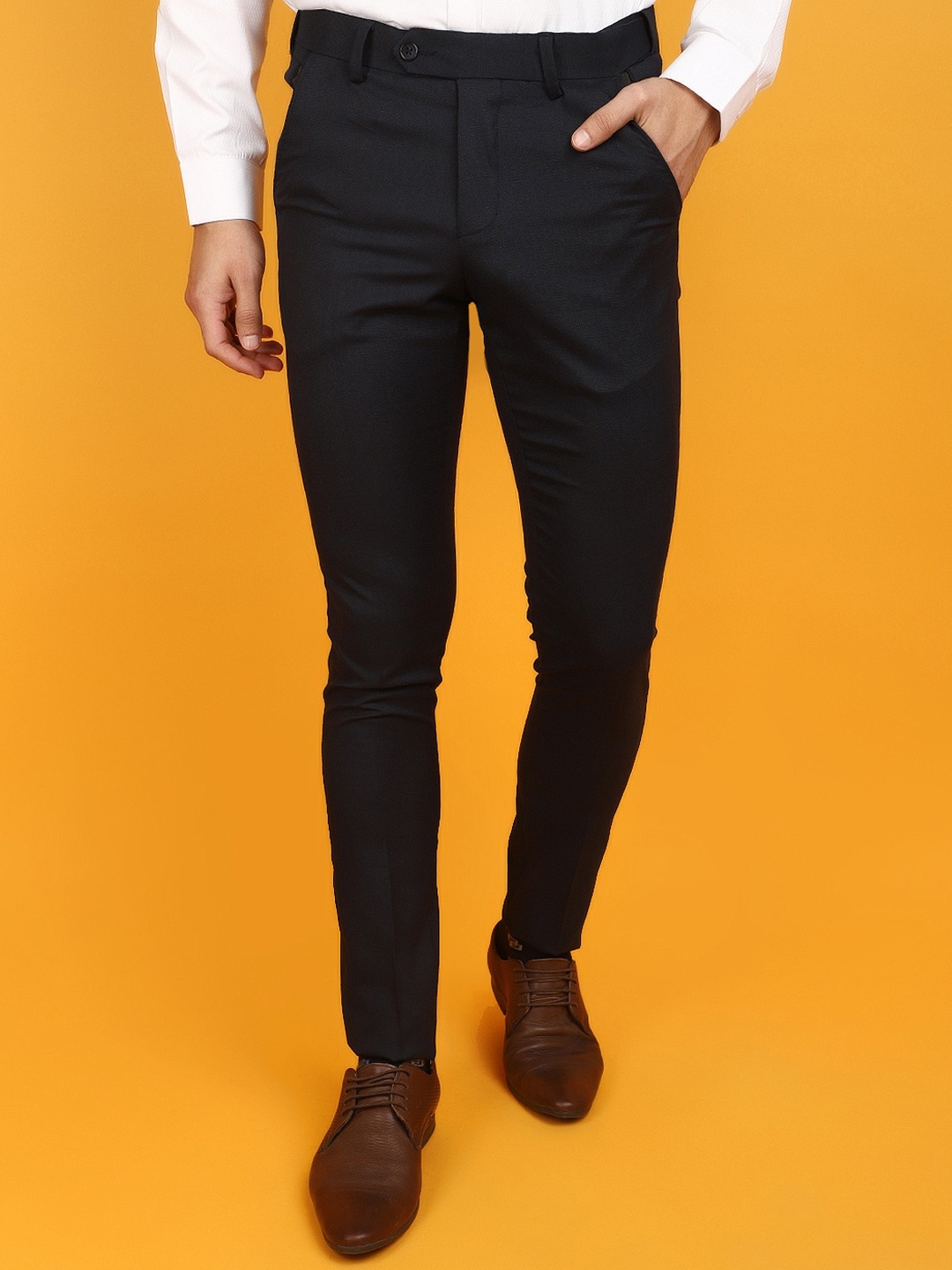 

V-Mart Men Slim Fit Mid-Rise Formal Trousers, Blue