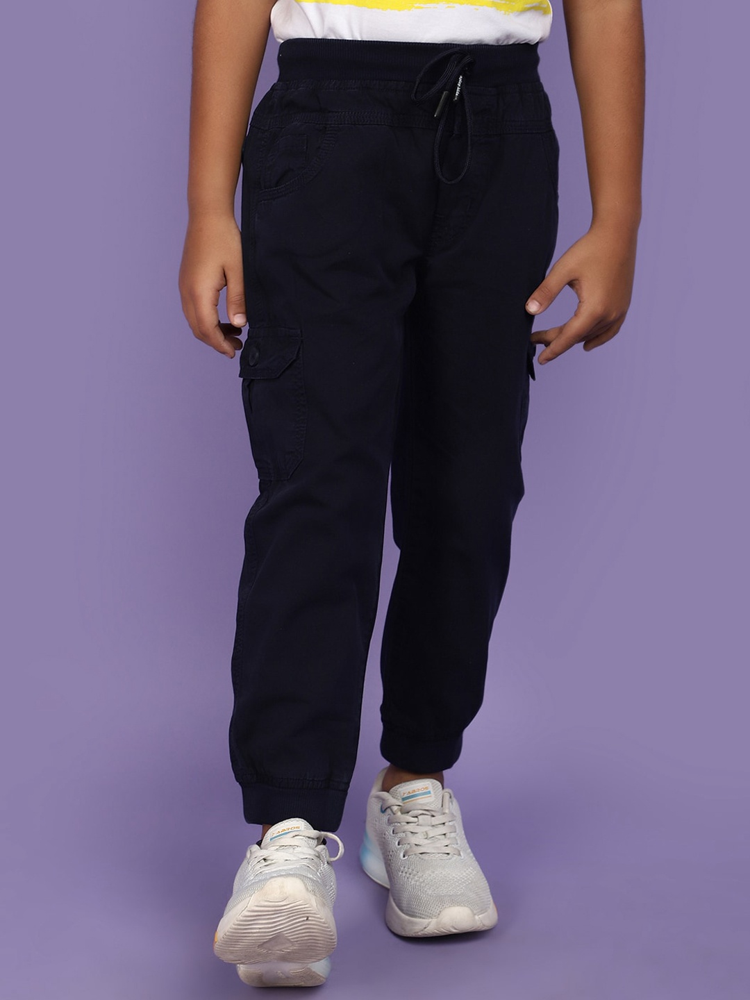 

V-Mart Boys Mid Rise Twill Cotton Joggers, Navy blue