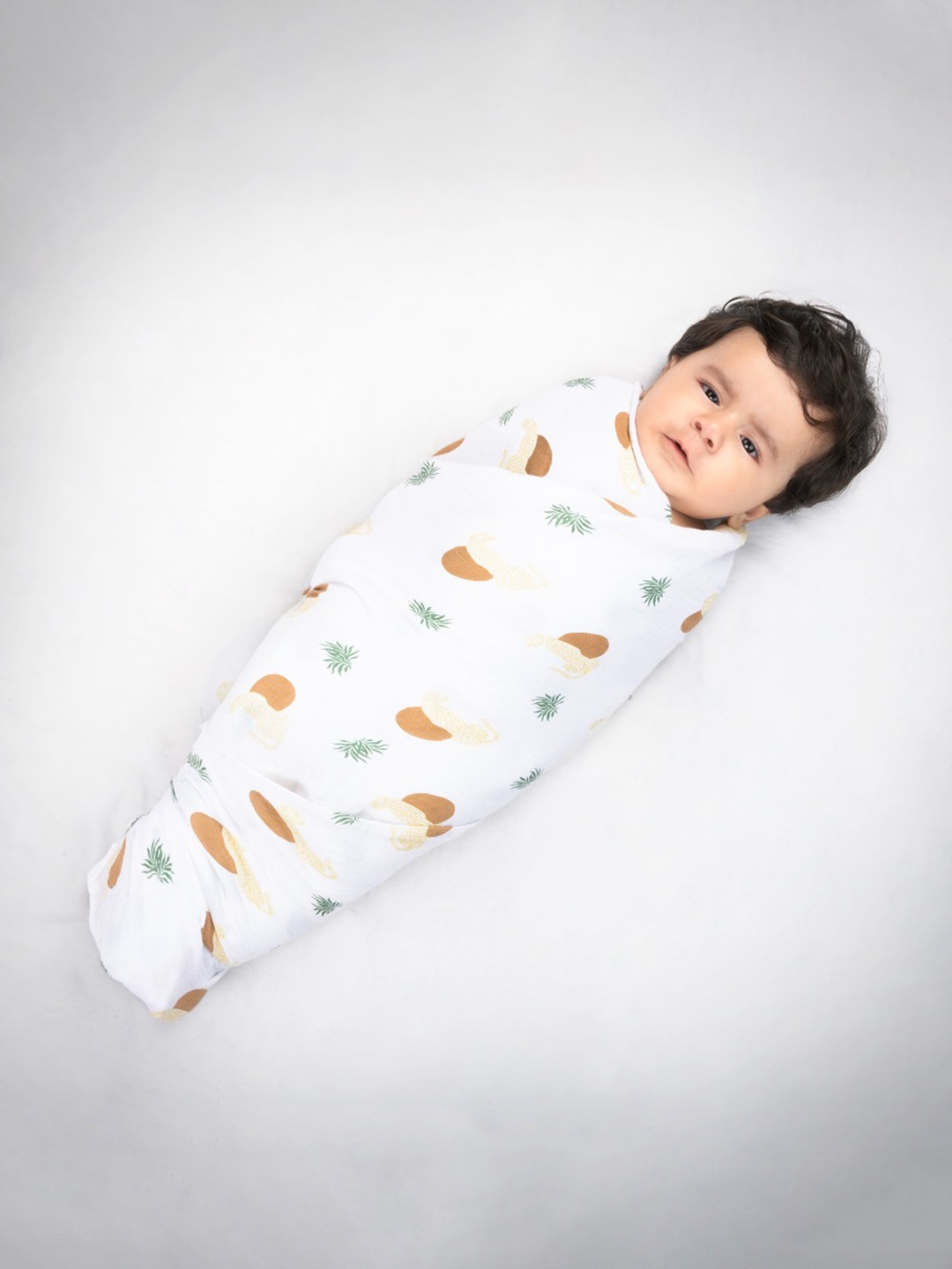 

THEONI 100% Cotton Muslin Swaddle-Woody tiger, White