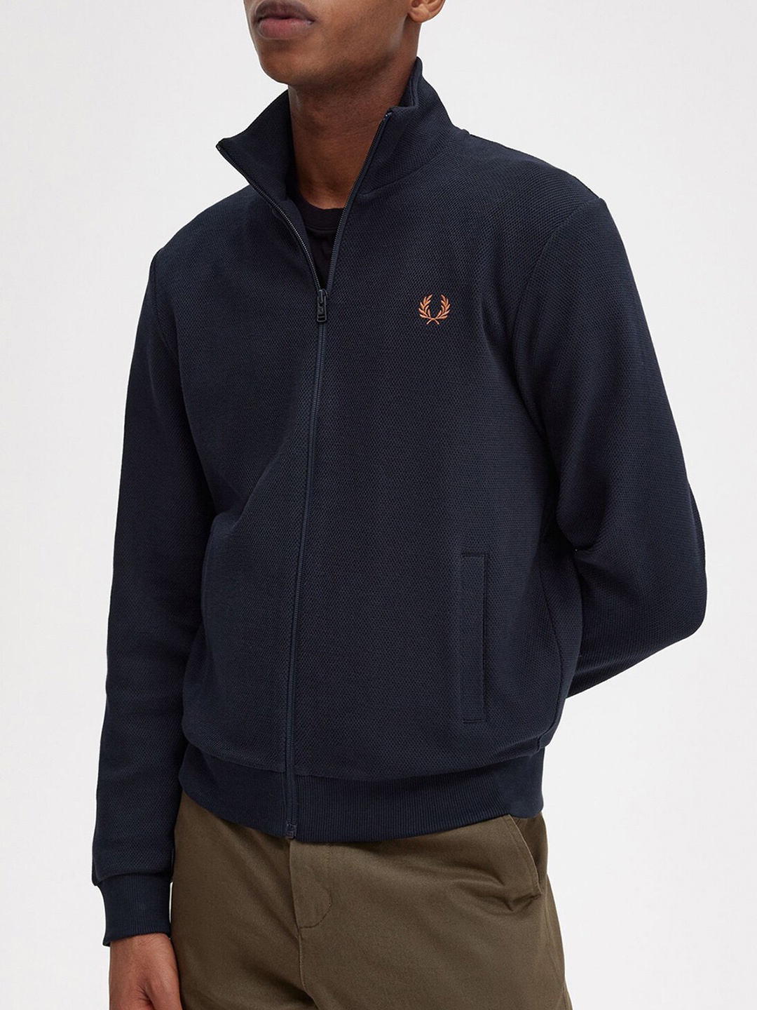 

Fred Perry Mock Collar Cotton Bomber Jacket, Navy blue