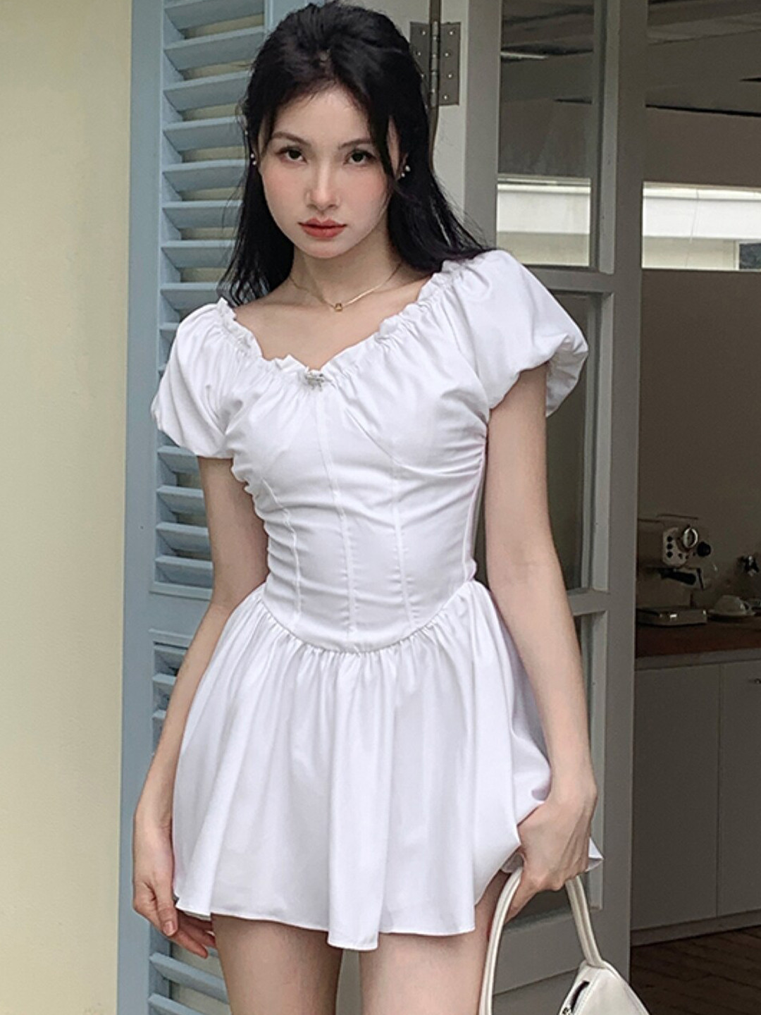 

Stylecast X KPOP Off-Shoulder Fit & Flare Dress, White