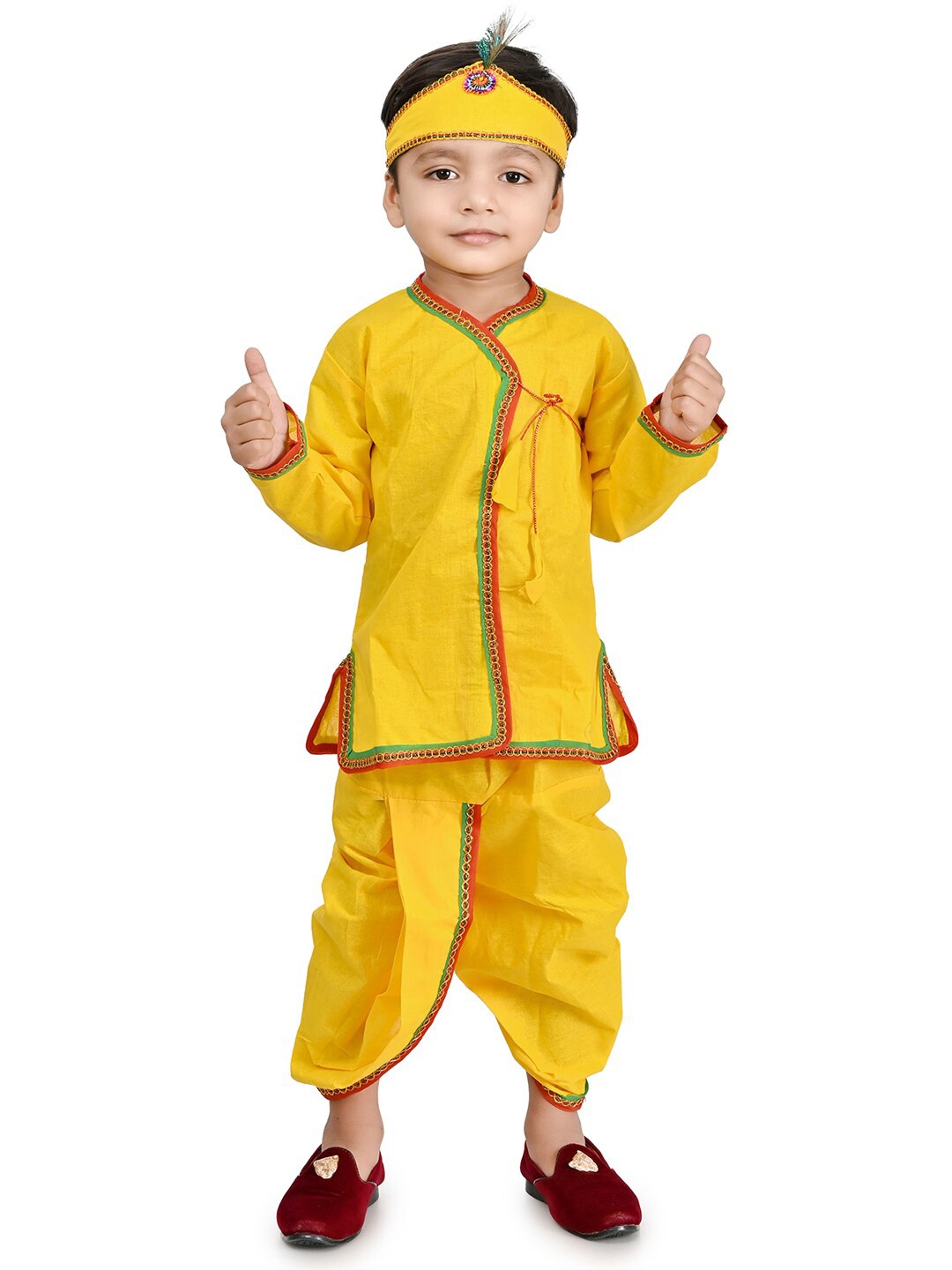 

BAESD Infants Boys Pure Cotton Kurta With Dhoti Pants, Yellow