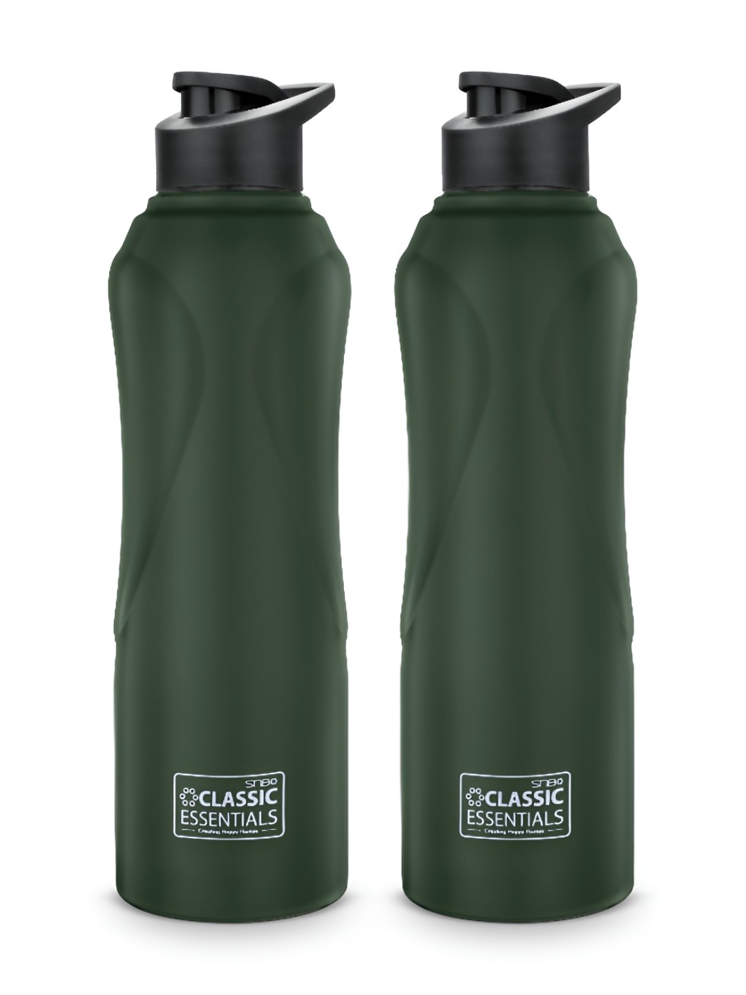 

Classic Essentials Green & Black Set of 2 Stainless Steel Water Bottle 1L