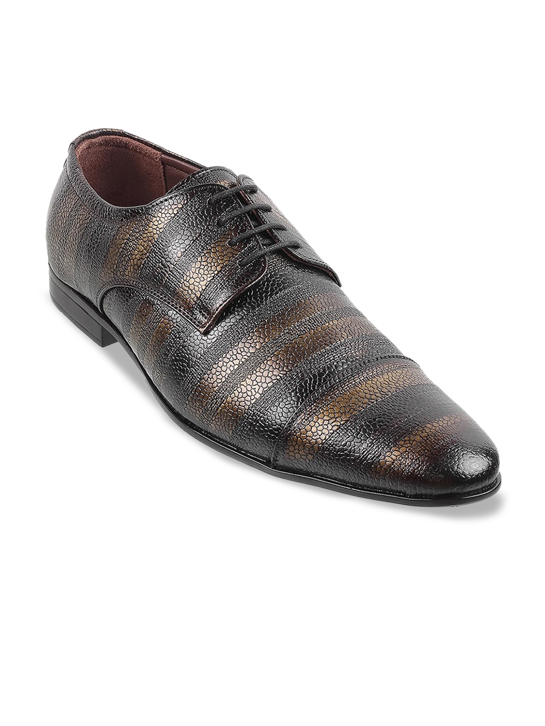 

Metro Men Textured Lace-Up Formal Oxfords Shoes, Brown