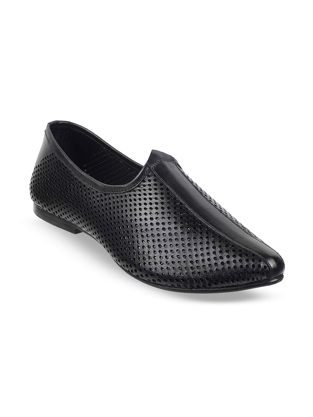 

Metro Men Textured Leather Mojaris, Black