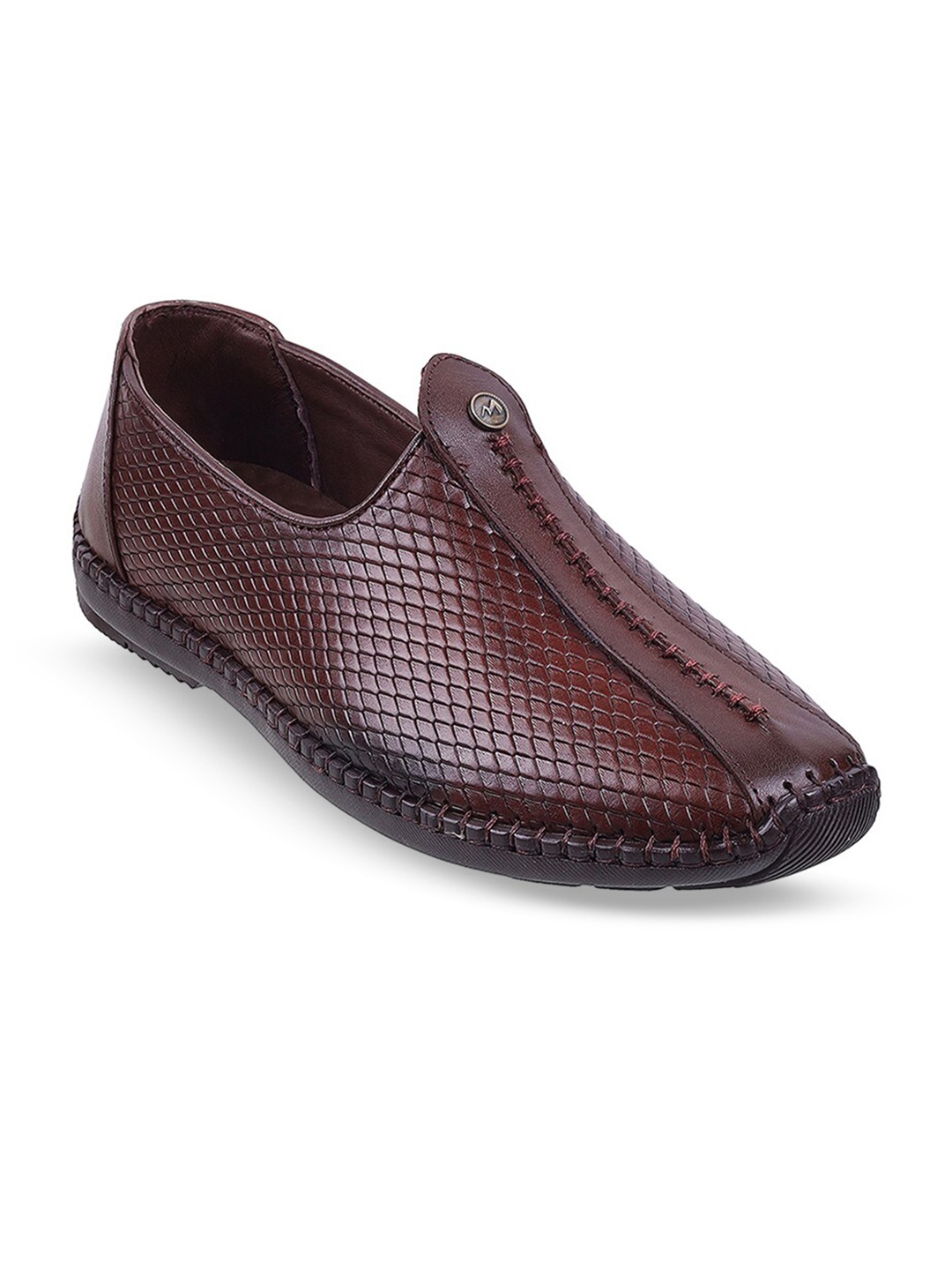 

Metro Men Textured Leather Mojaris, Brown