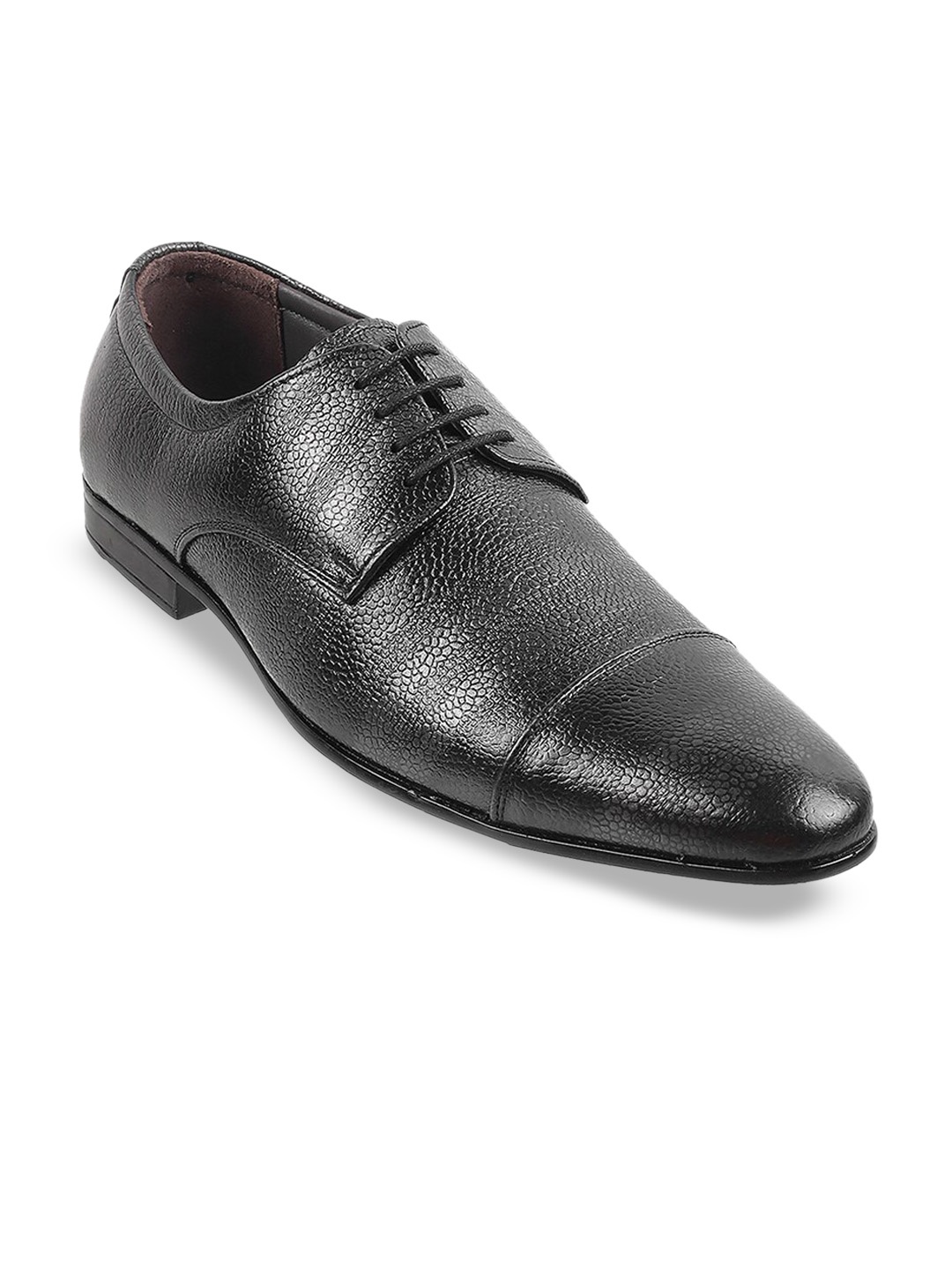 

Metro Men Textured Leather Derbys Shoes, Black