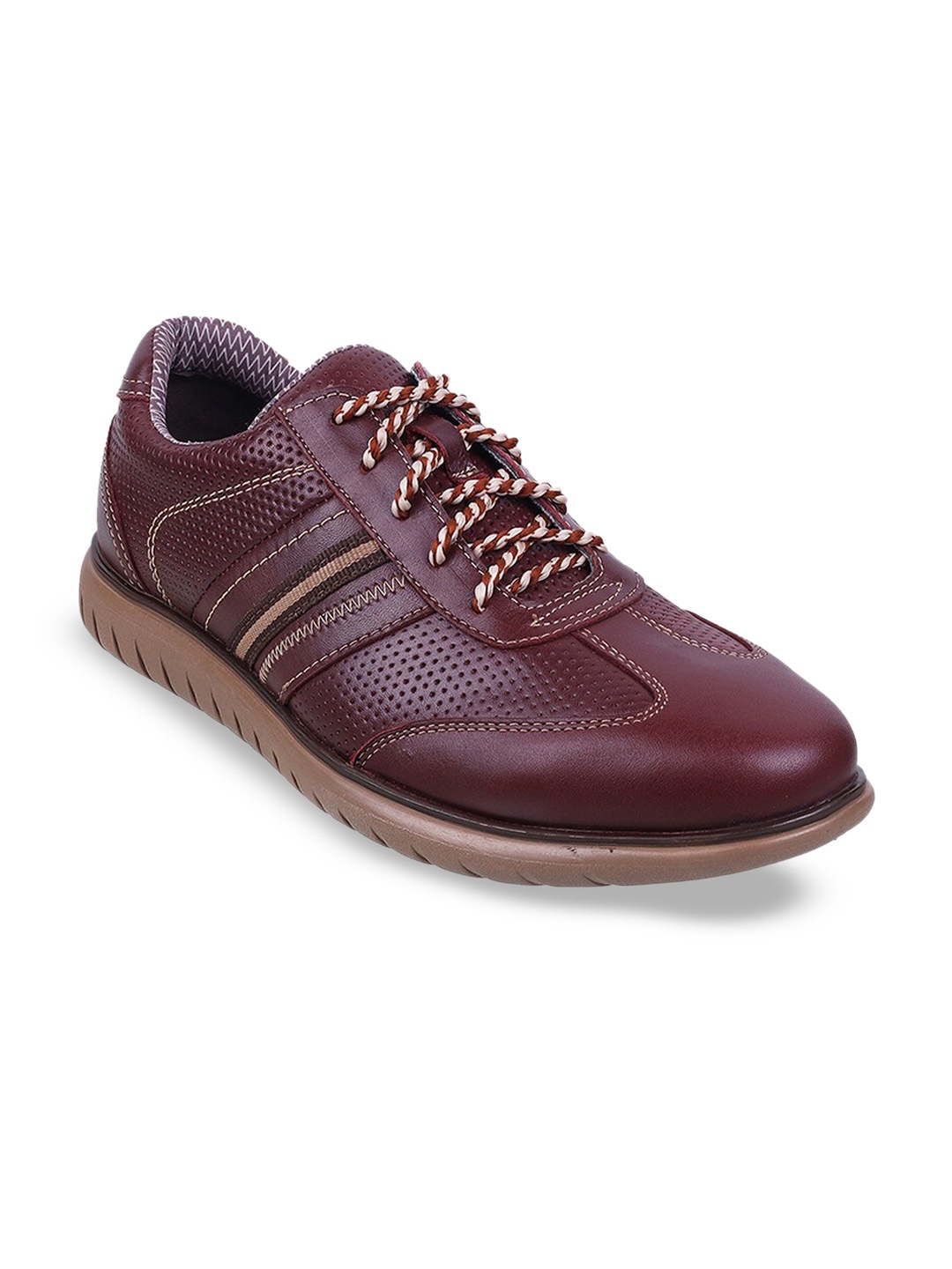 

Metro Men Textured Leather Lace-Up Formal Brogues, Brown