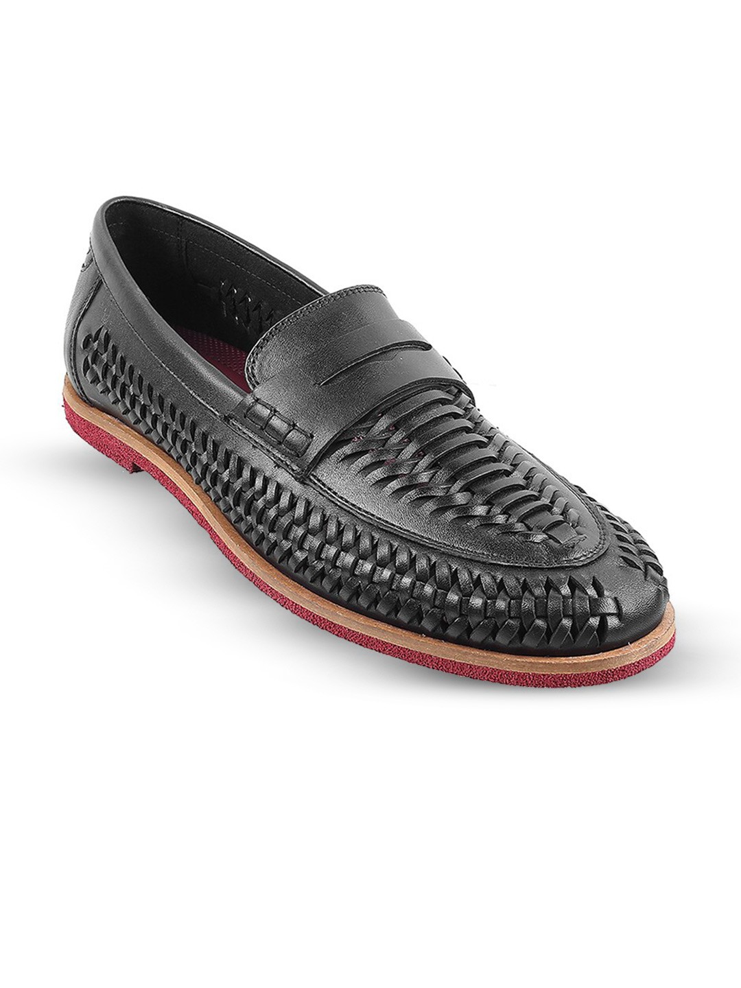 

Metro Men Textured Leather Slip on Sneakers, Black