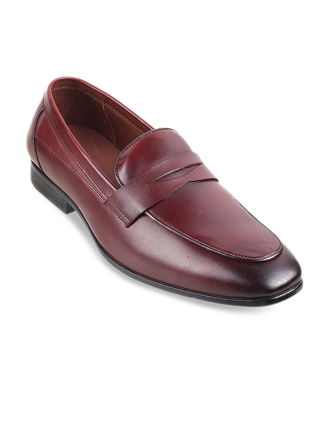 

Mochi Men Textured Leather Formal Slip-On Shoes, Maroon