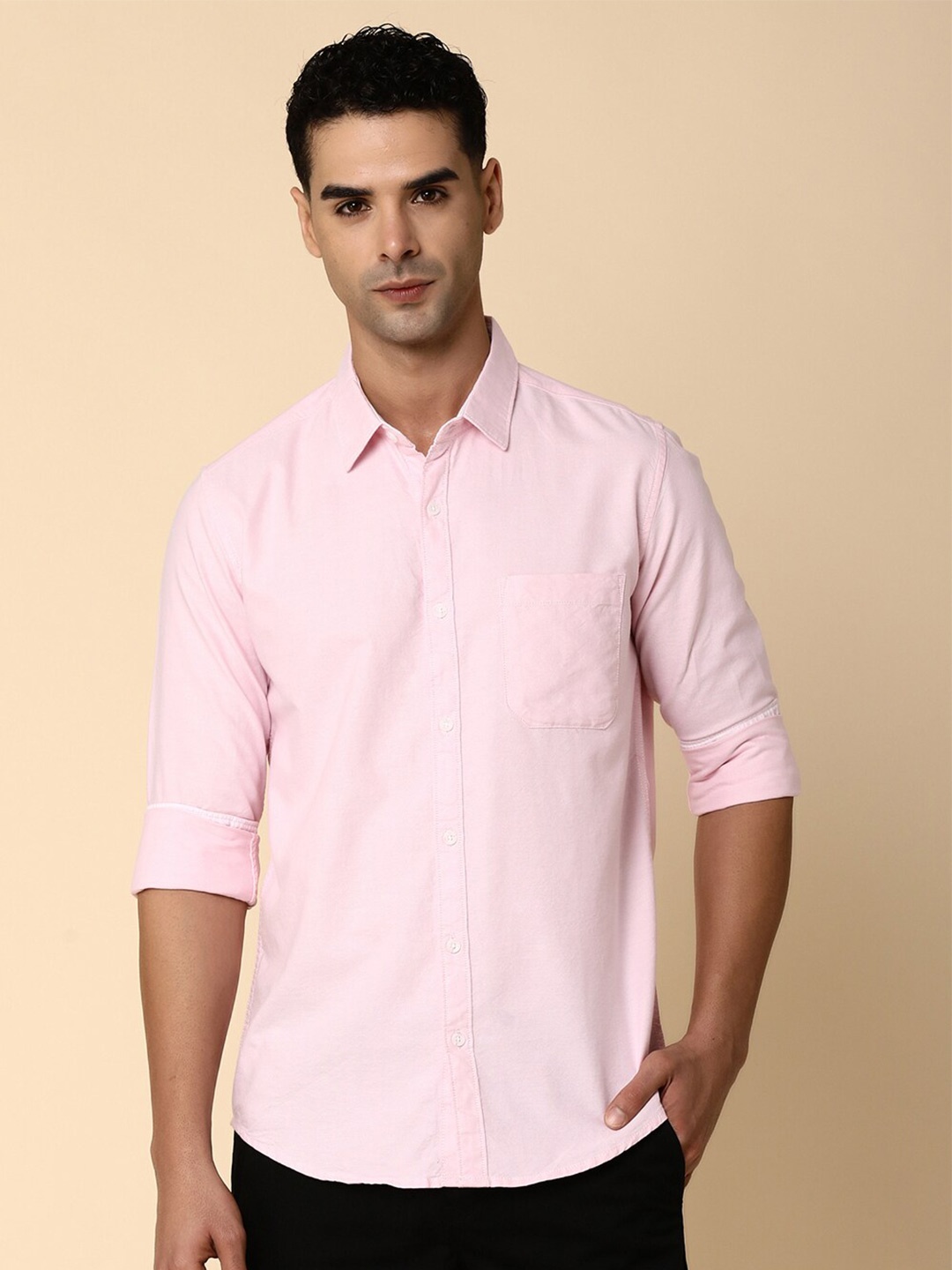 

V-Mart Spread Collar Oxford Cotton Casual Shirt, Pink