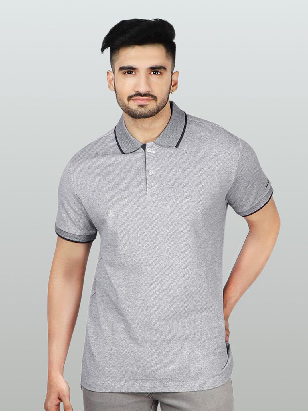 

Kenneth Cole Polo Collar Cotton Slim Fit T-shirt, Grey