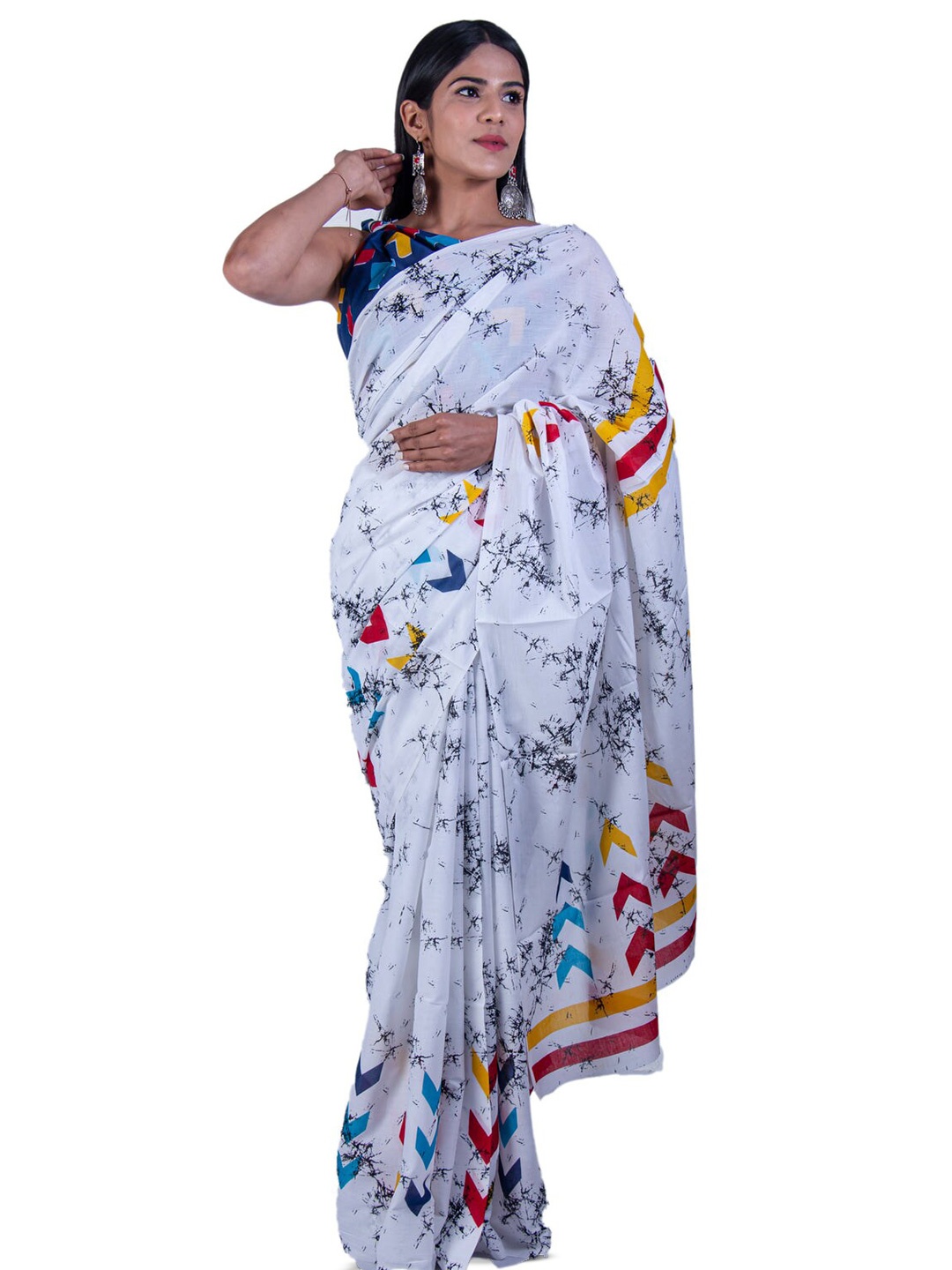 

Pinkcity Trade World Pure Cotton Bagru Saree, White