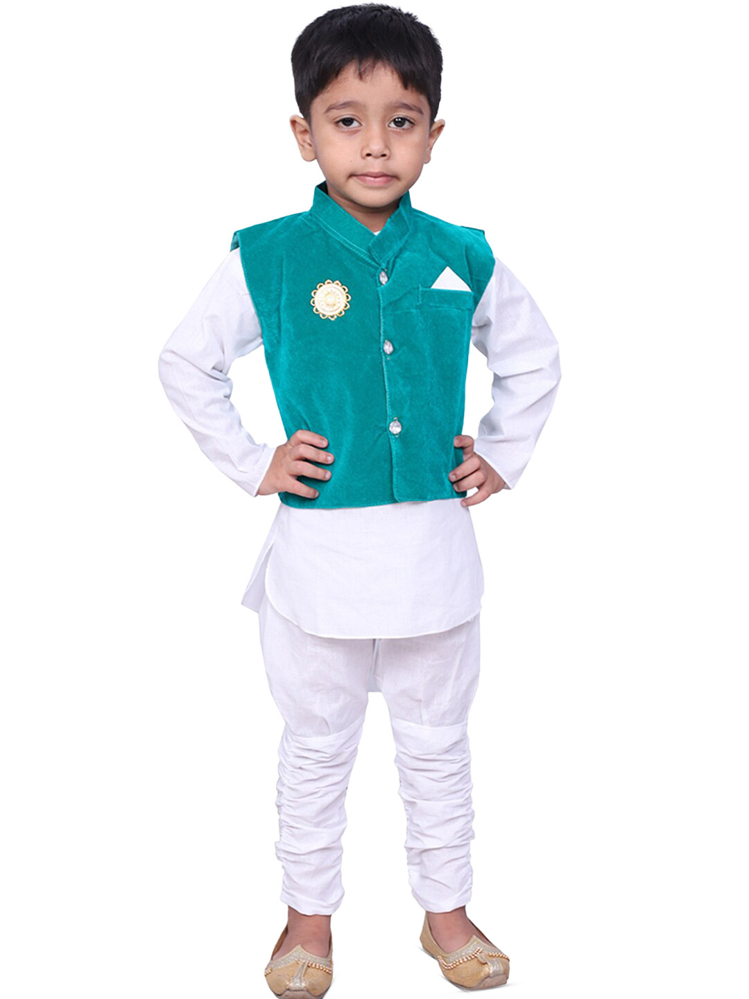 

BAESD Boys Pure Cotton Kurta Set, Green