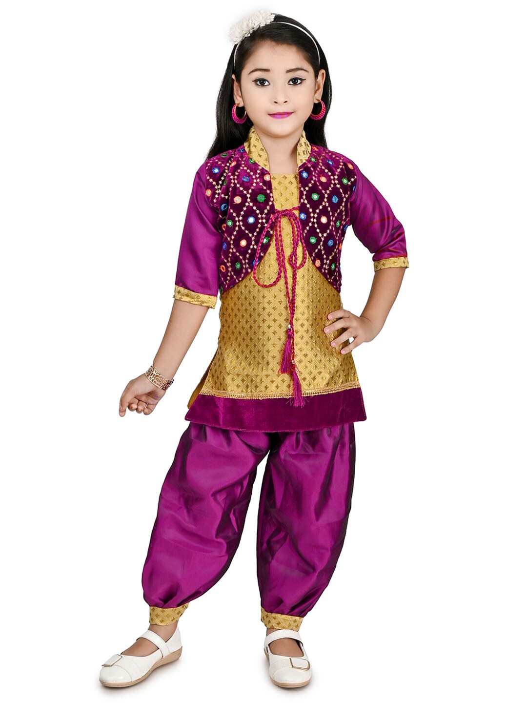 

BAESD Girls Embroidered Kurta Set, Purple