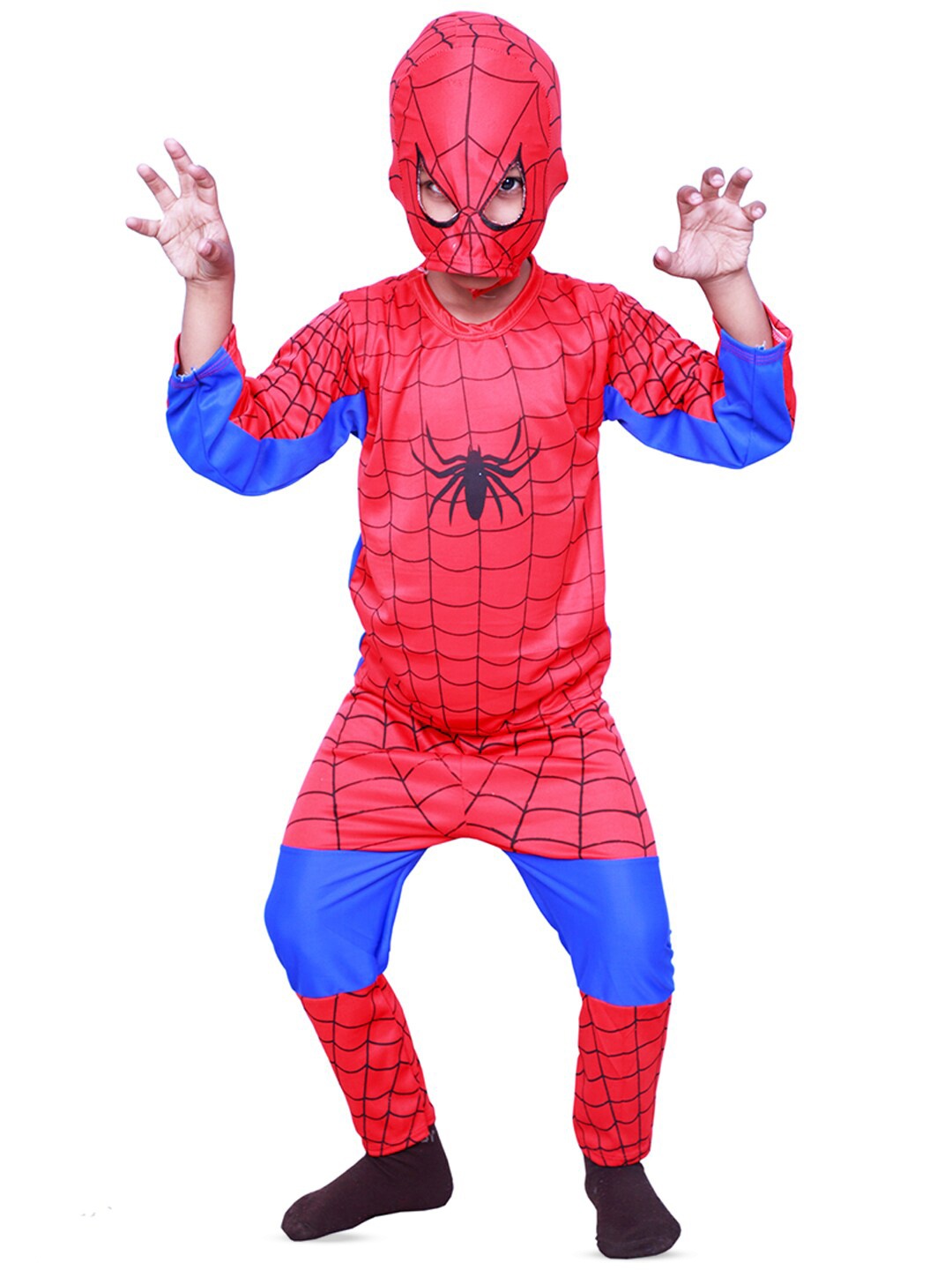 

BAESD Boys Checked T-shirt With Trouser Spider Man Costume Wear With Face Mask, Red