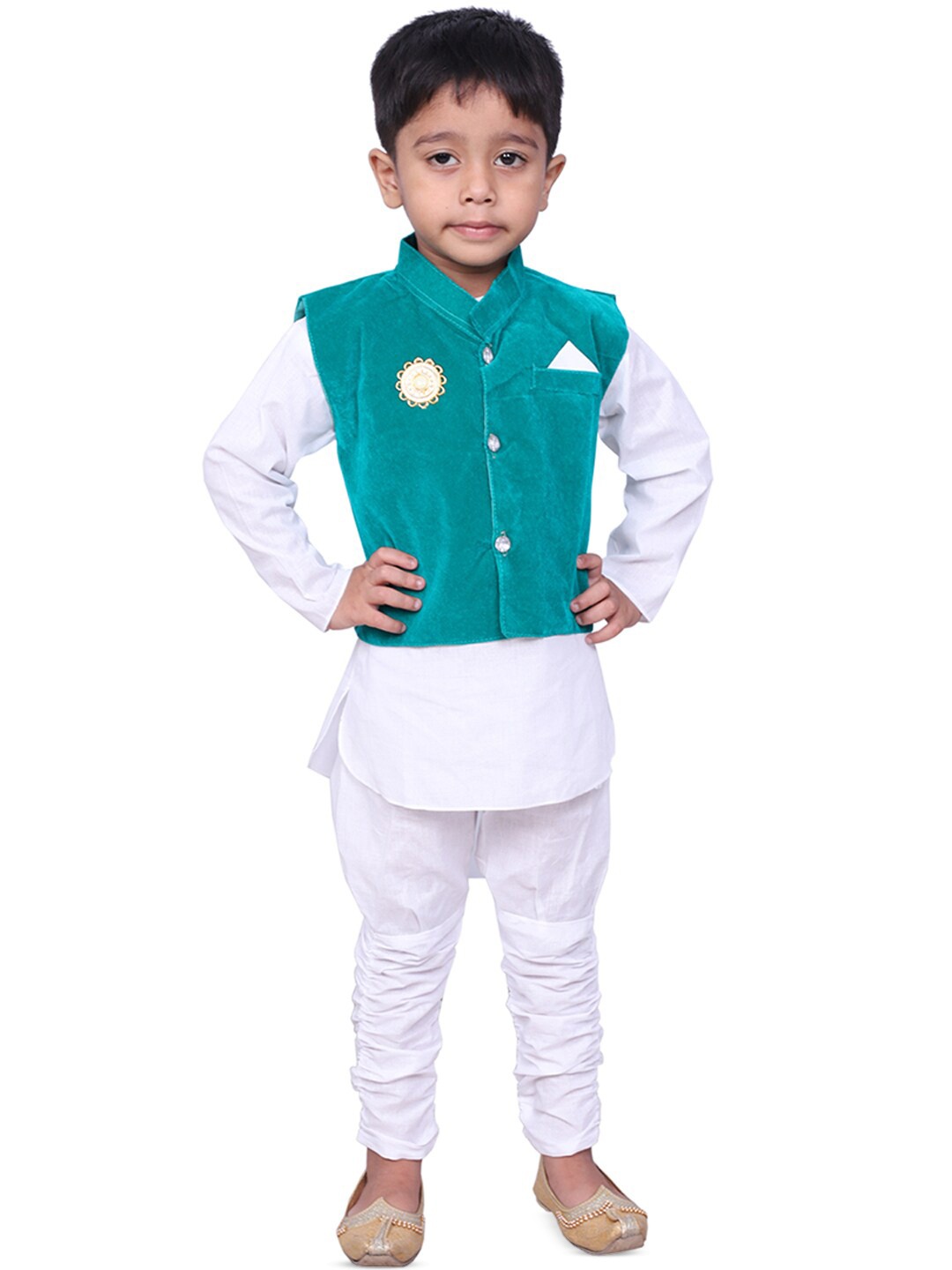 

BAESD Boys Pure Cotton Kurta Set, Green
