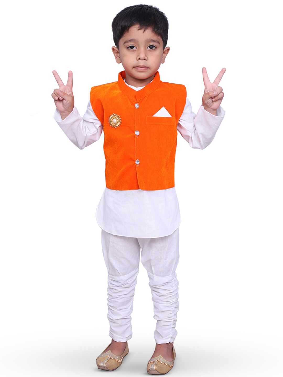 

BAESD Boys Pure Cotton Kurta Set, Orange