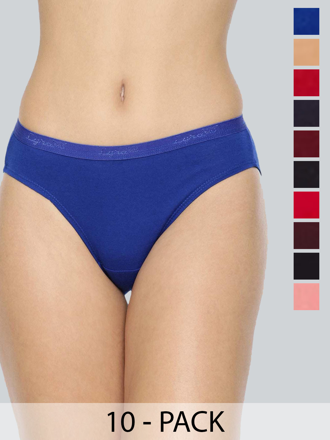 

LYRA Pack Of 10 Assorted Anti-Odour Mid-Rise Hipster Briefs