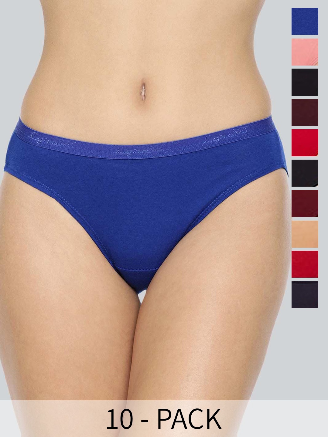 

LYRA Pack of 10 Assorted Anti-Odour Mid-Rise Bikini Briefs