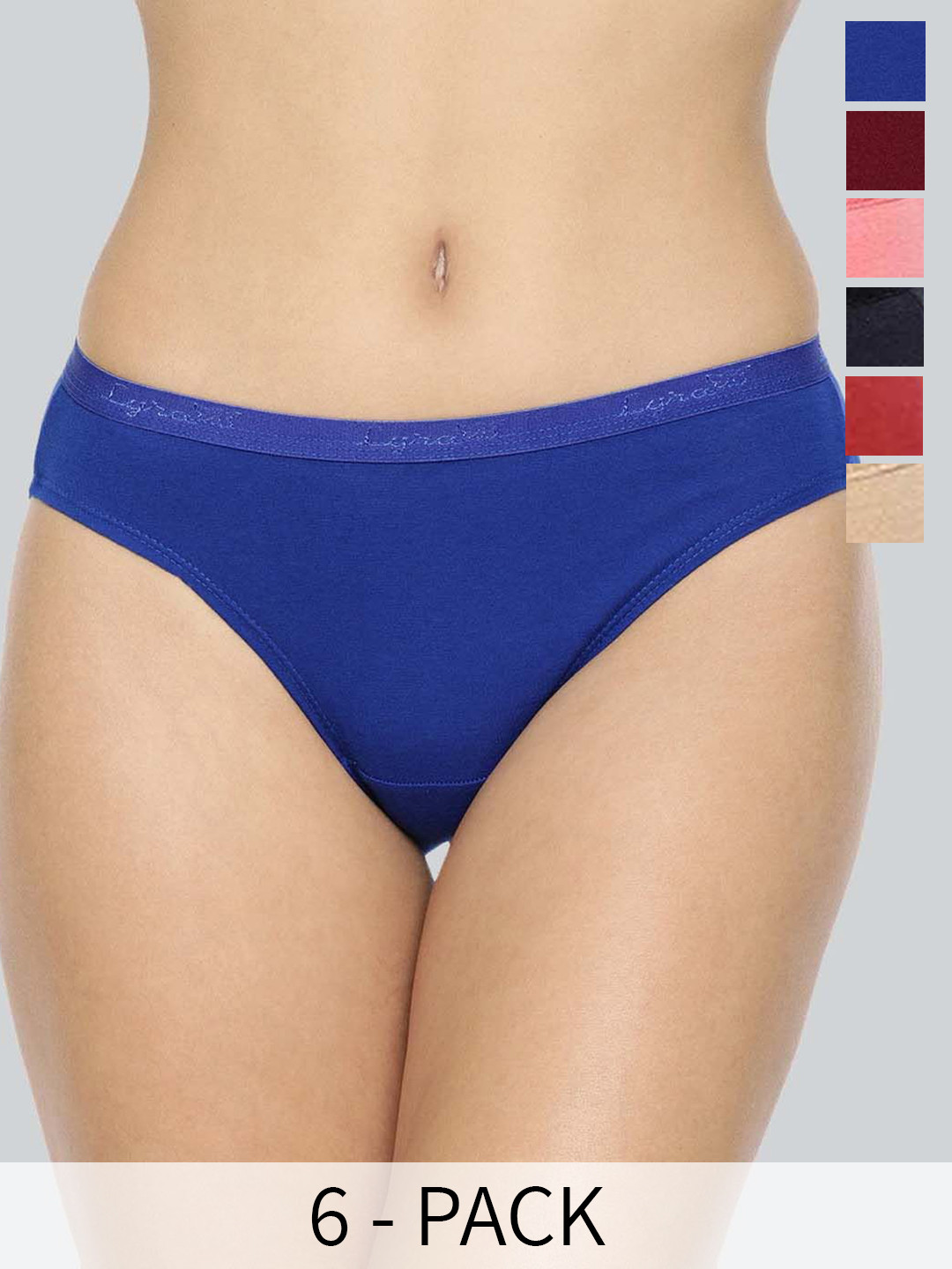

LYRA Pack Of 6 Assorted Anti-Odour Mid-Rise Bikini Briefs