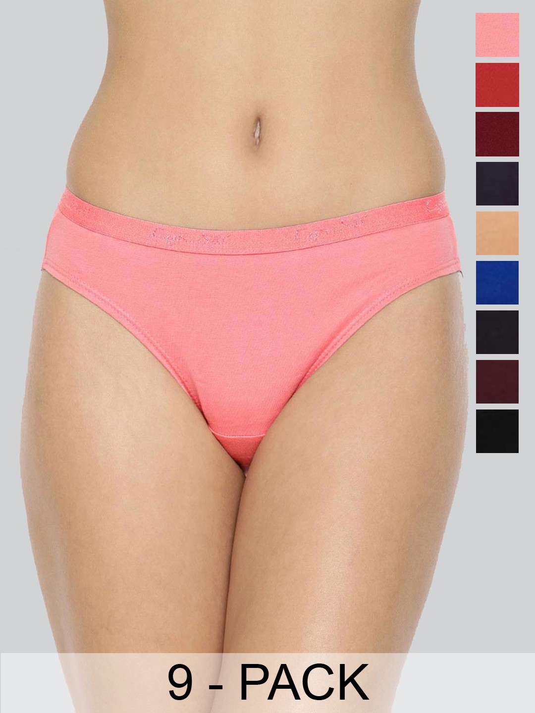 

LYRA Pack of 9 Assorted Anti-Odour Mid-Rise Bikini Briefs