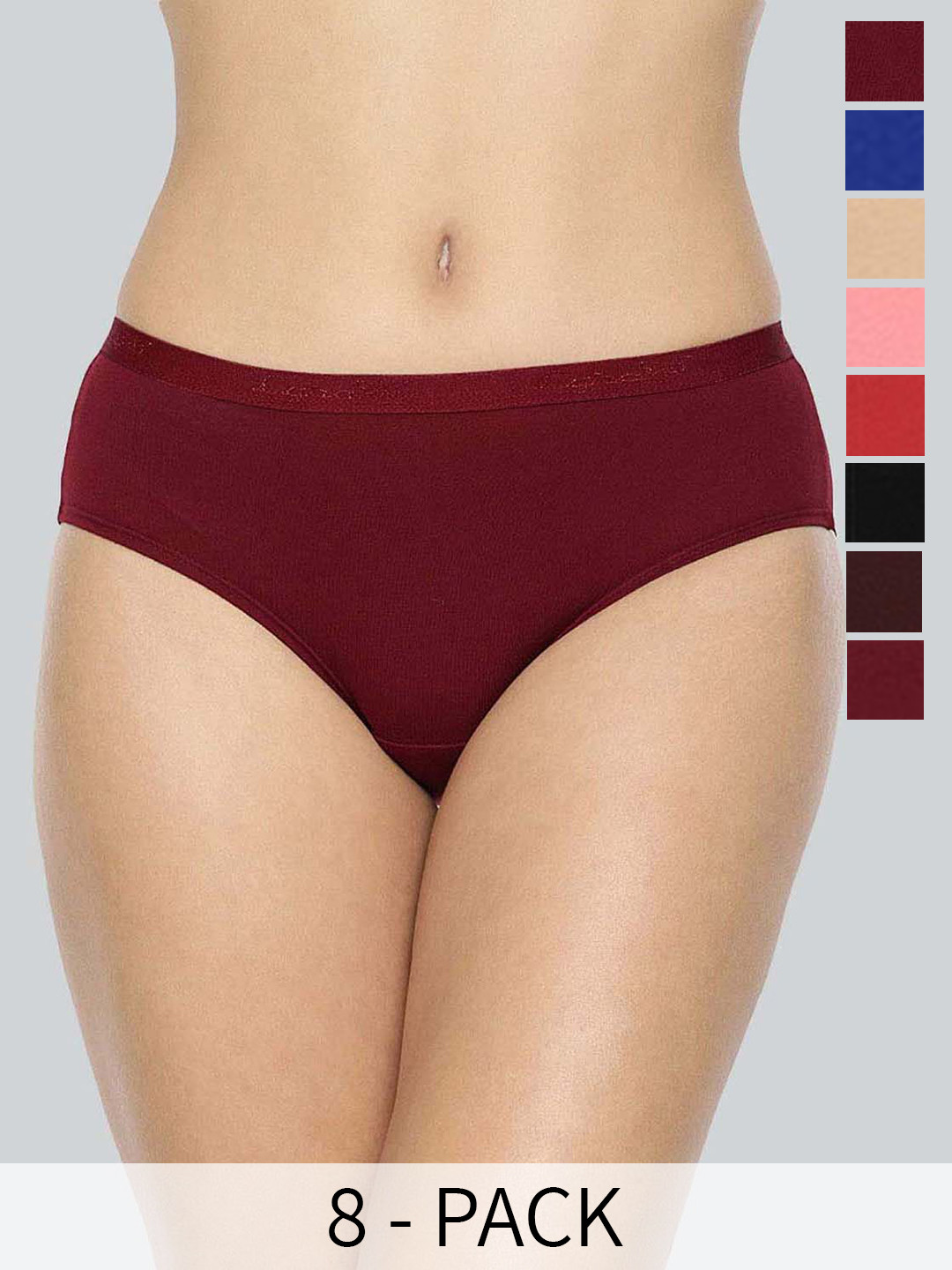 

LYRA Pack Of 8 Assorted Anti-Odour Mid Rise Hipster Briefs