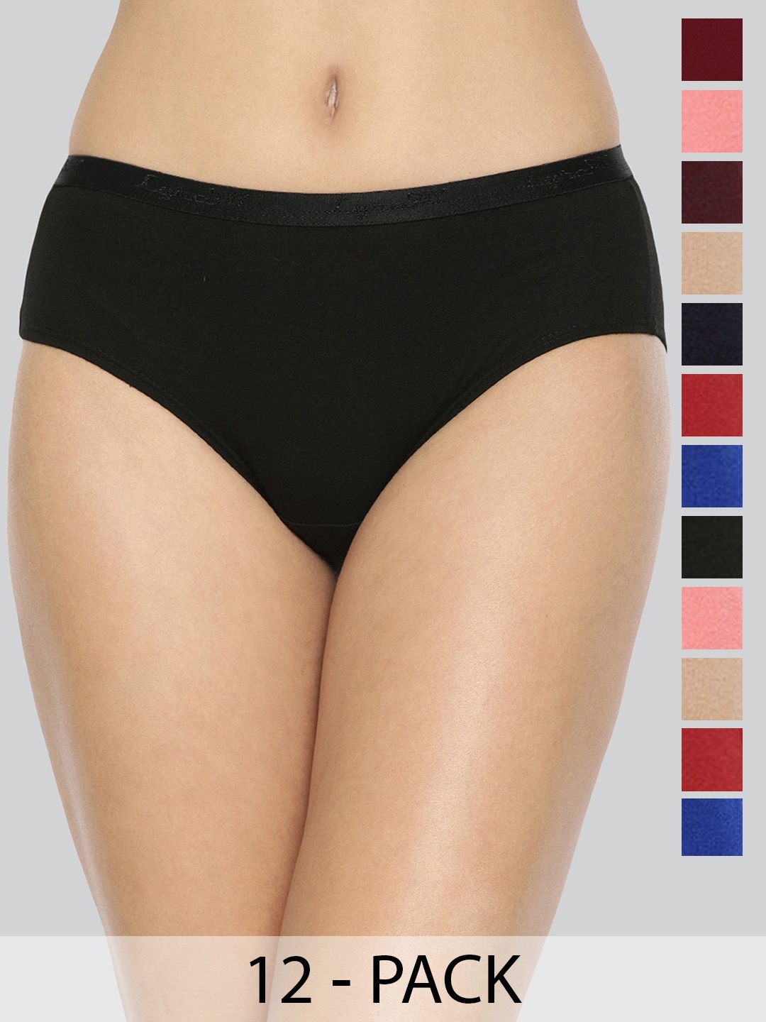 

LYRA Pack Of 12 Assorted Anti-Odour Mid-Rise Hipster Briefs