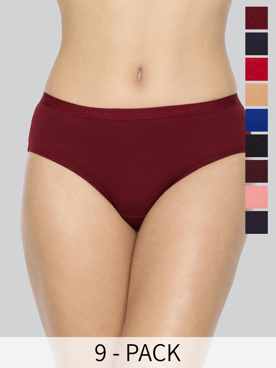 LYRA Pack Of 9 Assorted Anti-Odour Mid-Rise Hipster Briefs