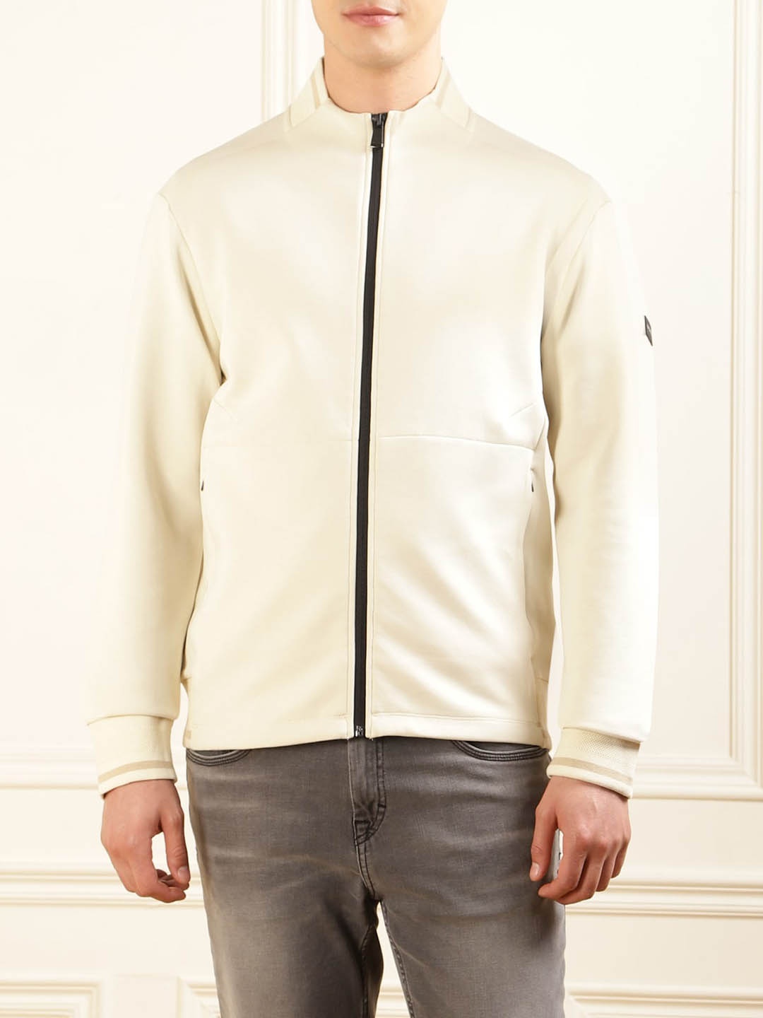 

HACKETT LONDON Stand Collar Bomber Jacket, Cream