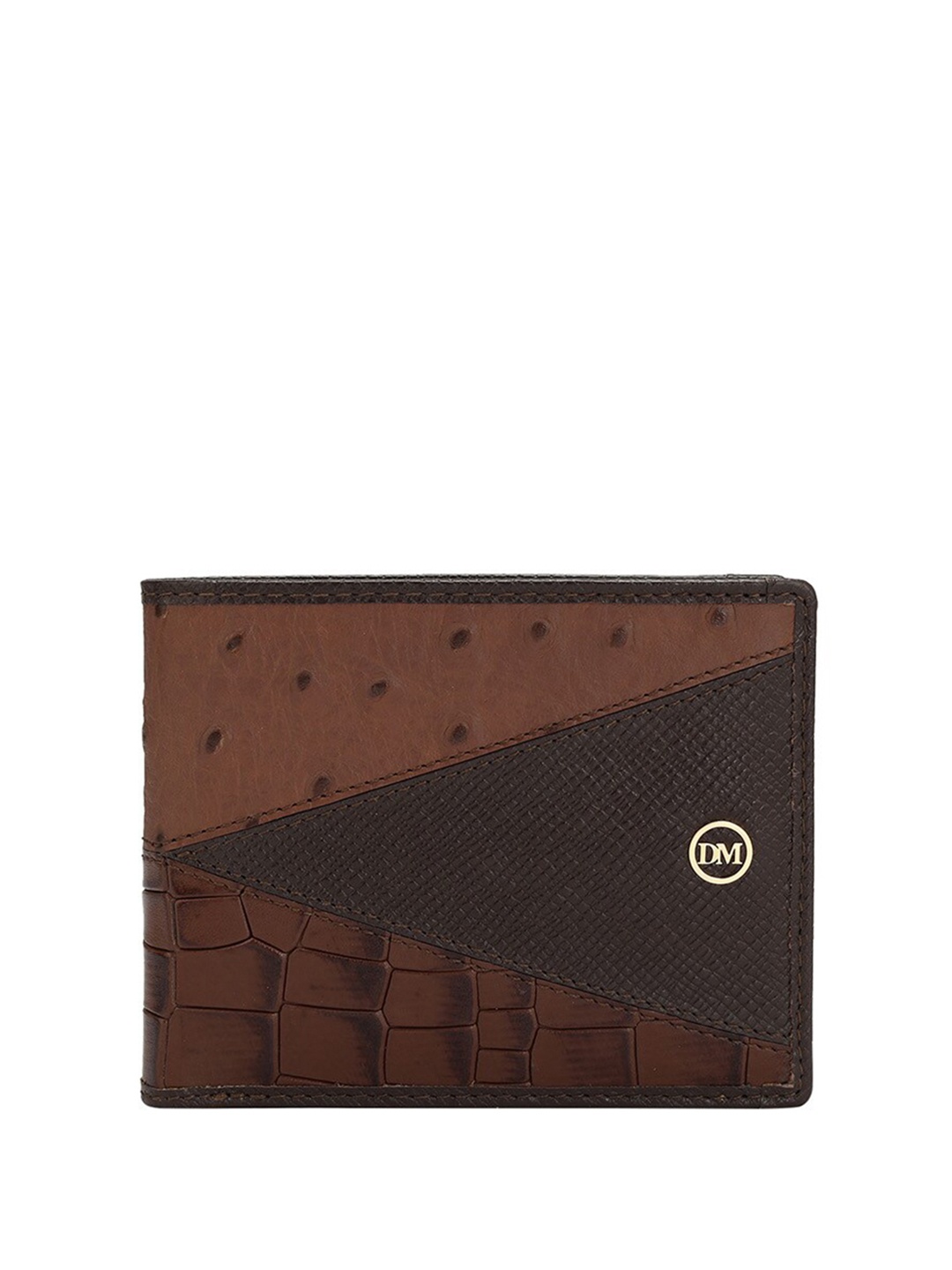 

Da Milano Men Textured Leather Two Fold Wallet, Brown