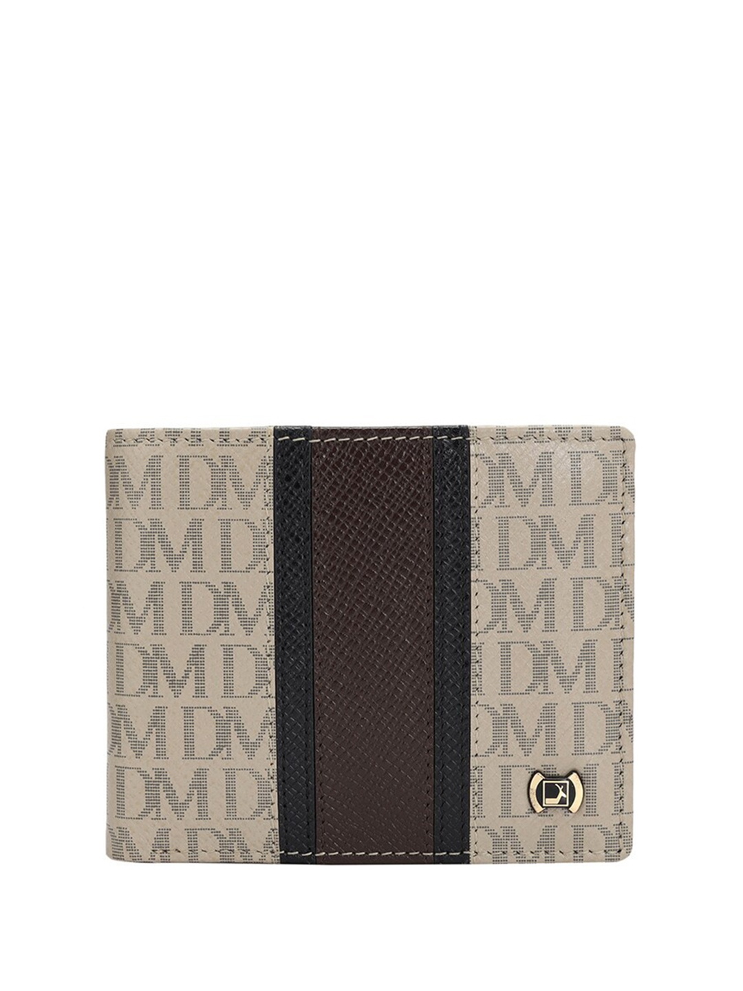 

Da Milano Men Typography Printed Leather Two Fold Wallet, Off white