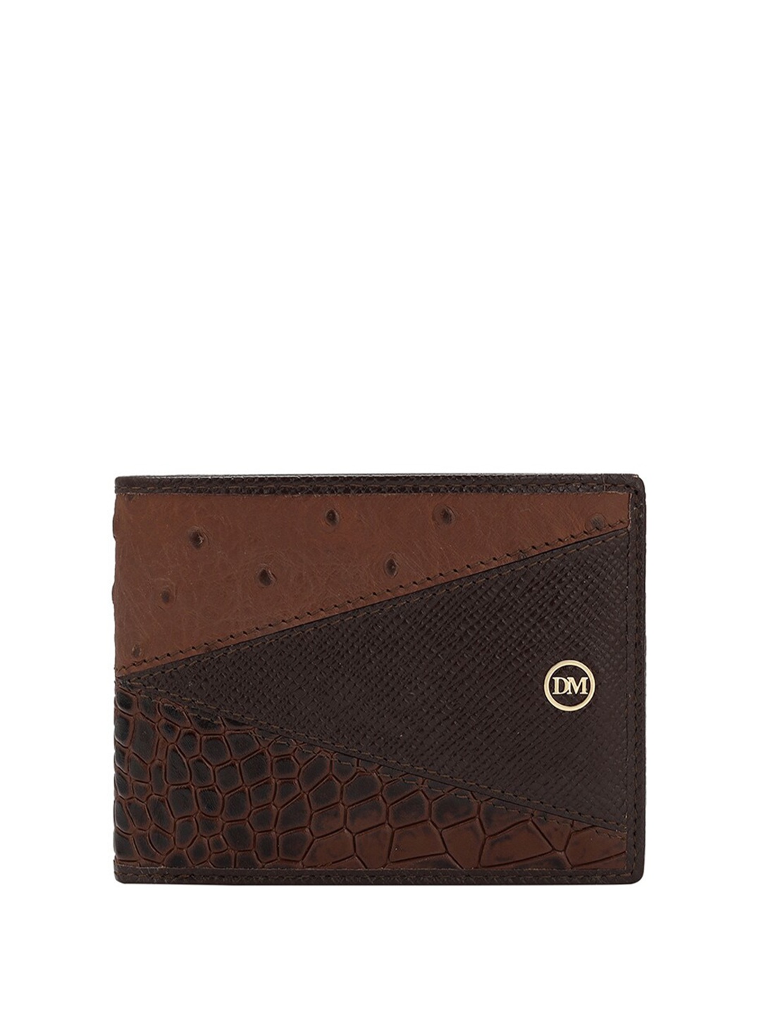 

Da Milano Men Textured Leather Two Fold Wallet, Brown