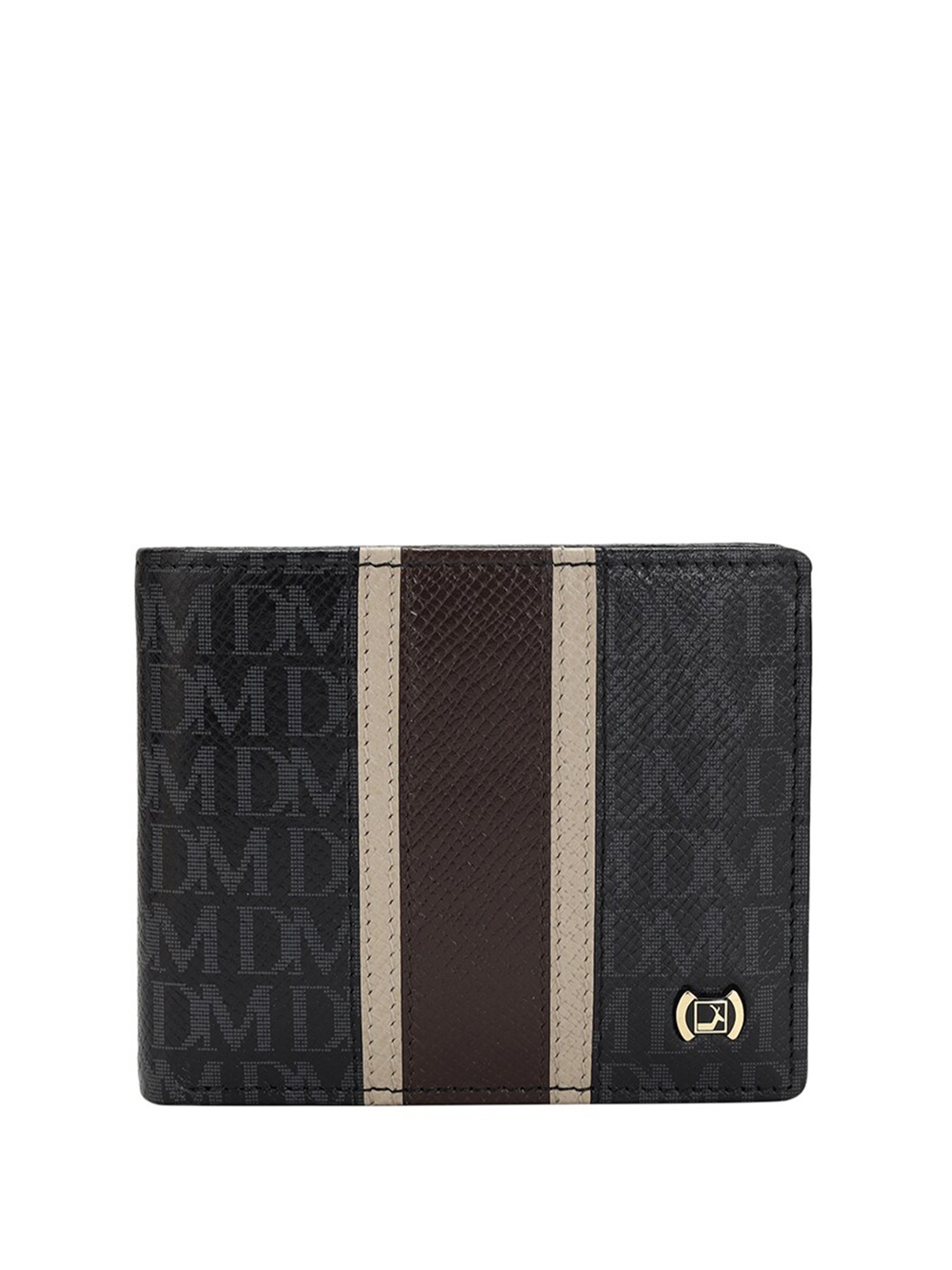

Da Milano Men Typography Printed Leather Two Fold Wallet, Black