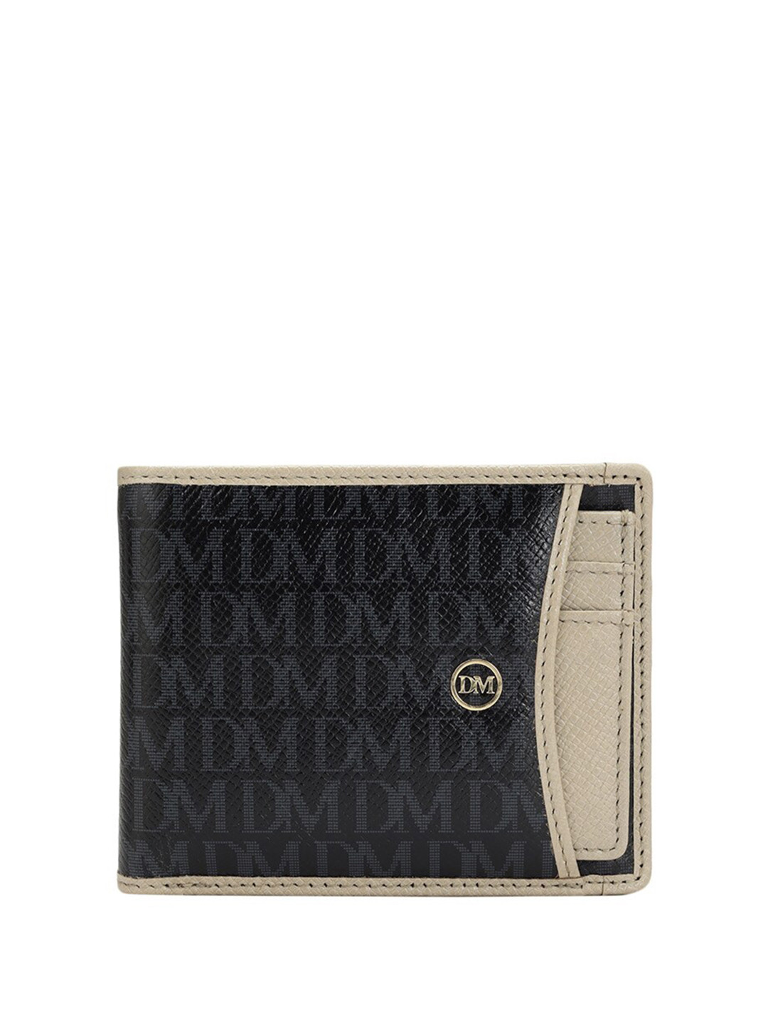 

Da Milano Men Typography Printed Leather Two Fold Wallet, Black